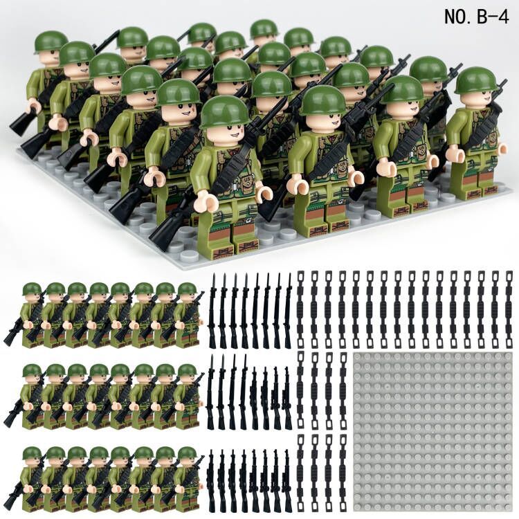 (Style E) Army Mini Figures Soldiers Formation Building Blocks Toy Equipment Assembly Collectible Series Education for Kids Fit Lego