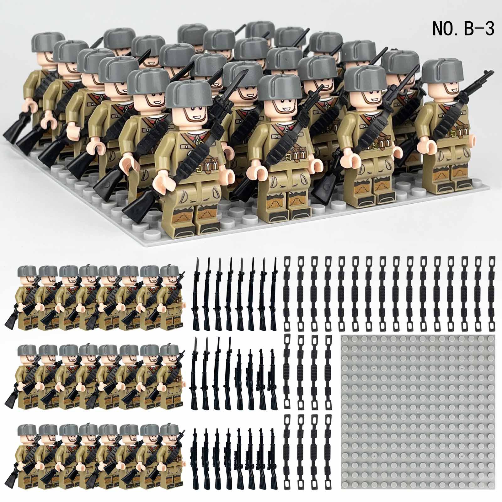 (Style E) Army Mini Figures Soldiers Formation Building Blocks Toy Equipment Assembly Collectible Series Education for Kids Fit Lego