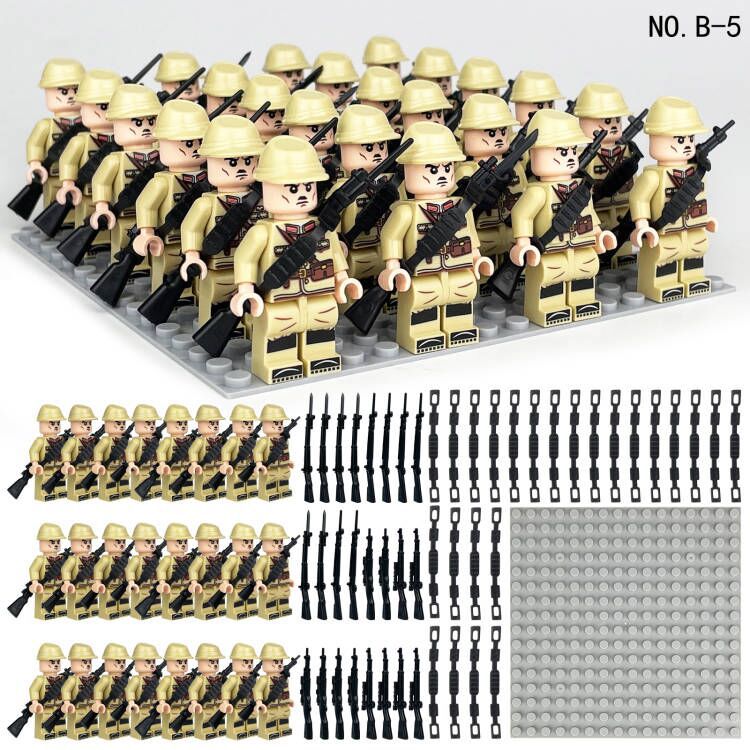 (Style E) Army Mini Figures Soldiers Formation Building Blocks Toy Equipment Assembly Collectible Series Education for Kids Fit Lego
