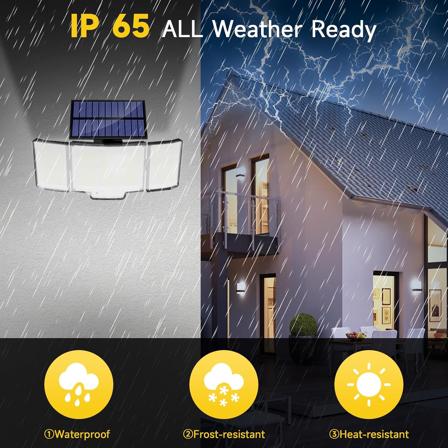 2 Pack 348LED Solar Lights Outdoor Garden, 2000LM IP65 270° 3 Modes Solar Security Lights Outdoor Motion Sensor Outdoor Wall Lights Wireless Solar Wall Lights 