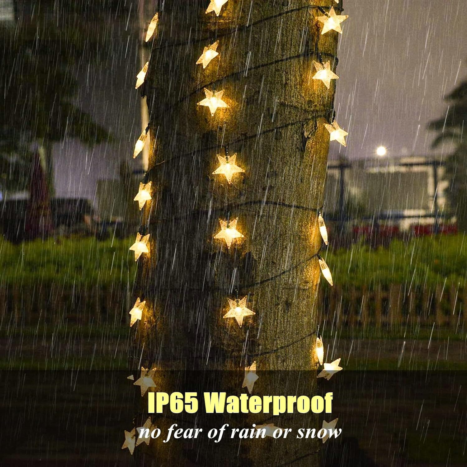 (Warm White) Solar Garden Lights 50 LED Star Fairy Lights Outdoor Waterproof Solar String Light Led Star 8 Modes 23ft Decorative Light for Garden Patio Yard Home Wedding 