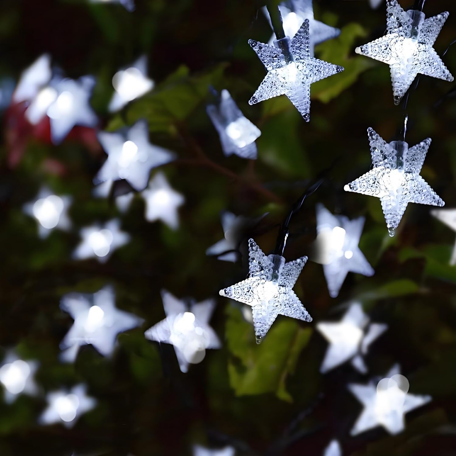(Warm White) Solar Garden Lights 50 LED Star Fairy Lights Outdoor Waterproof Solar String Light Led Star 8 Modes 23ft Decorative Light for Garden Patio Yard Home Wedding 