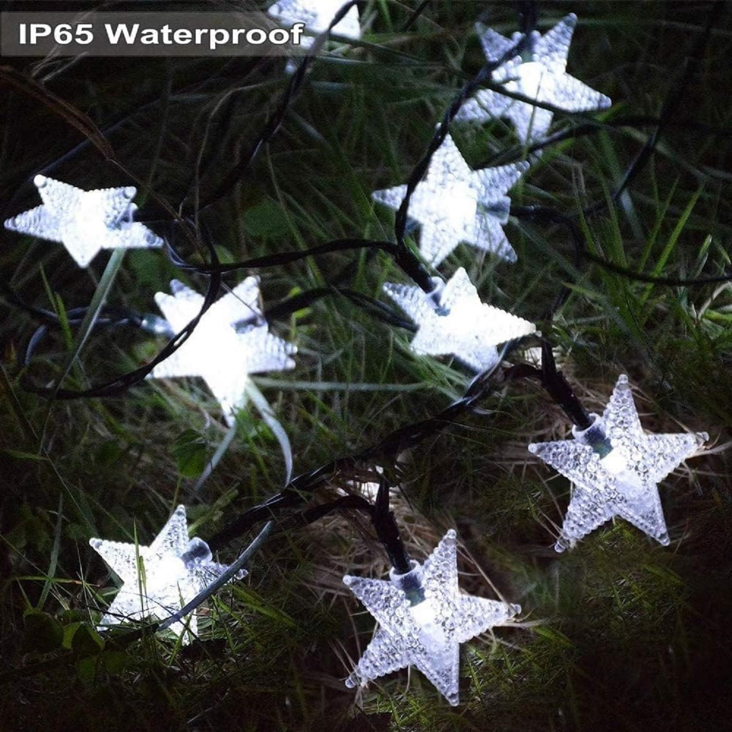 (Warm White) Solar Garden Lights 50 LED Star Fairy Lights Outdoor Waterproof Solar String Light Led Star 8 Modes 23ft Decorative Light for Garden Patio Yard Home Wedding 