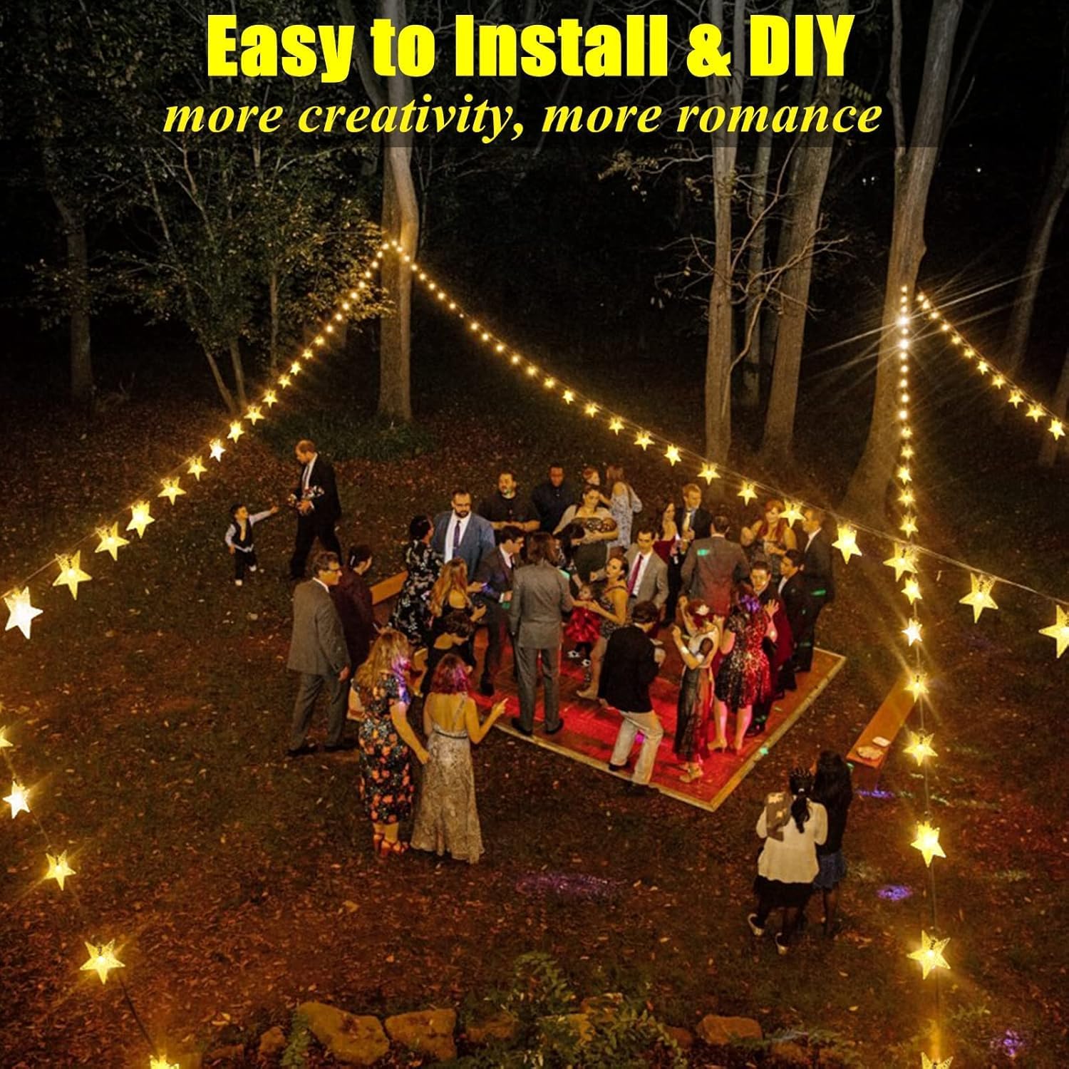 (Warm White) Solar Garden Lights 50 LED Star Fairy Lights Outdoor Waterproof Solar String Light Led Star 8 Modes 23ft Decorative Light for Garden Patio Yard Home Wedding 