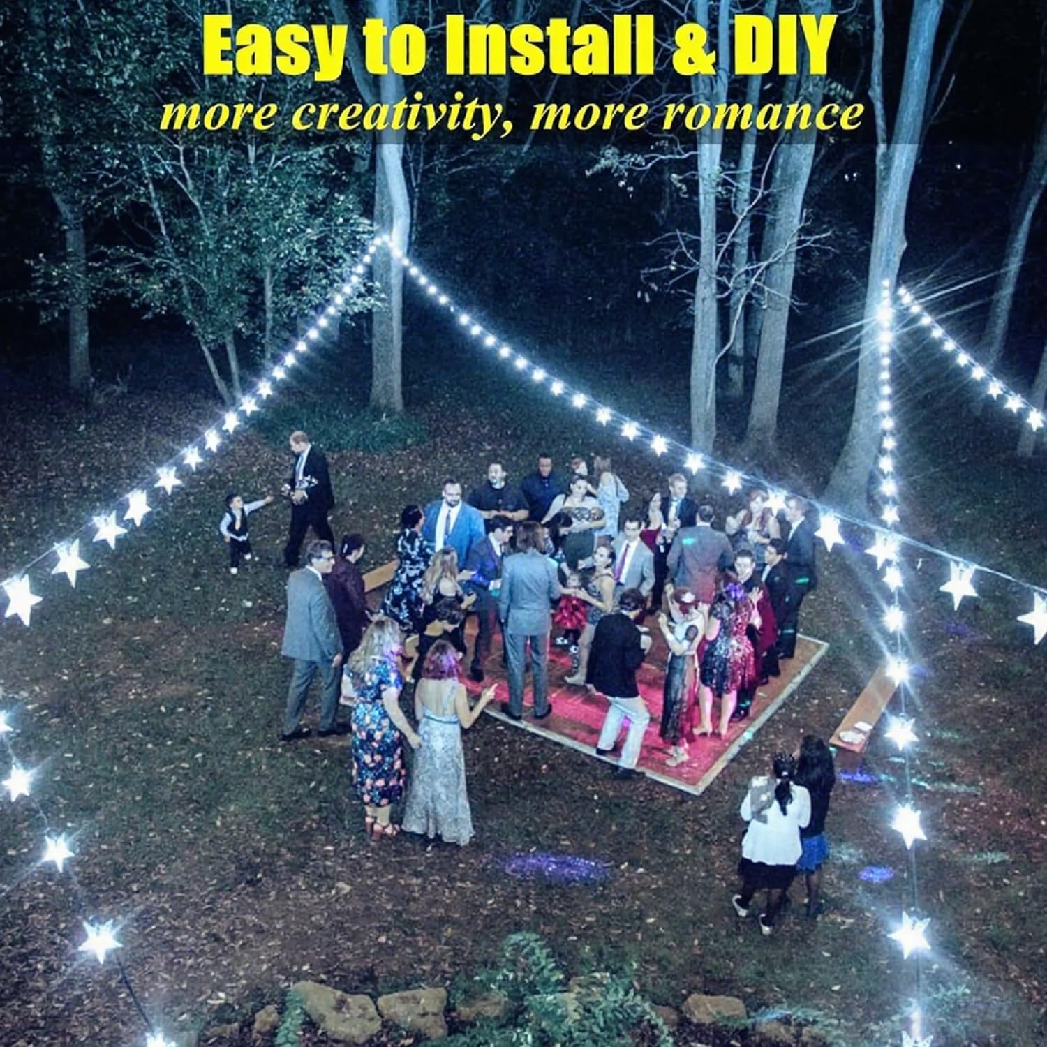 (Warm White) Solar Garden Lights 50 LED Star Fairy Lights Outdoor Waterproof Solar String Light Led Star 8 Modes 23ft Decorative Light for Garden Patio Yard Home Wedding 