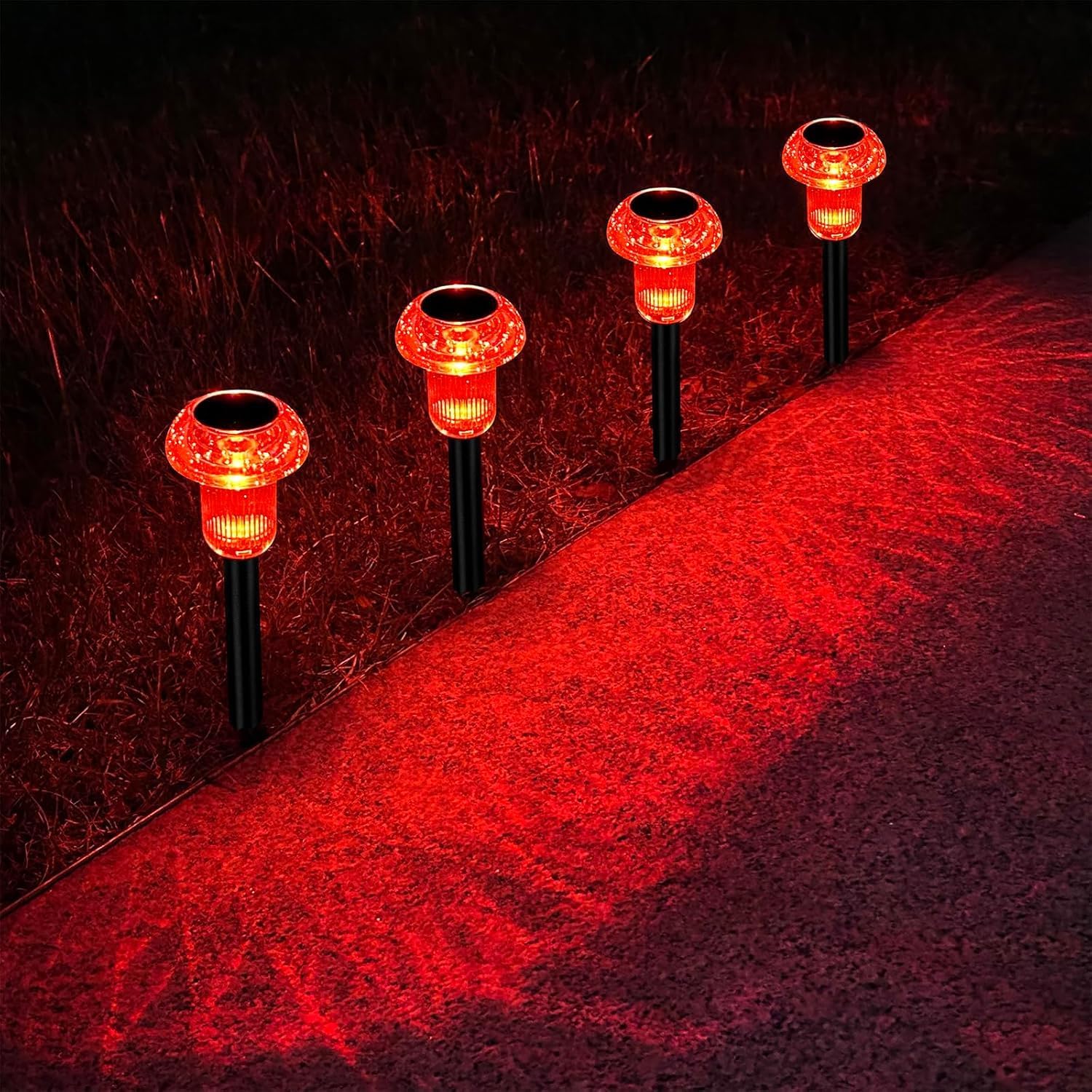 (Multicolor) Mushroom Solar Lights Outdoor Garden 4 Pack Decorative LED Pathway Lights with Mandala Projection for Flower Bed Lawn Decor  Waterproof Solar Garden Lights