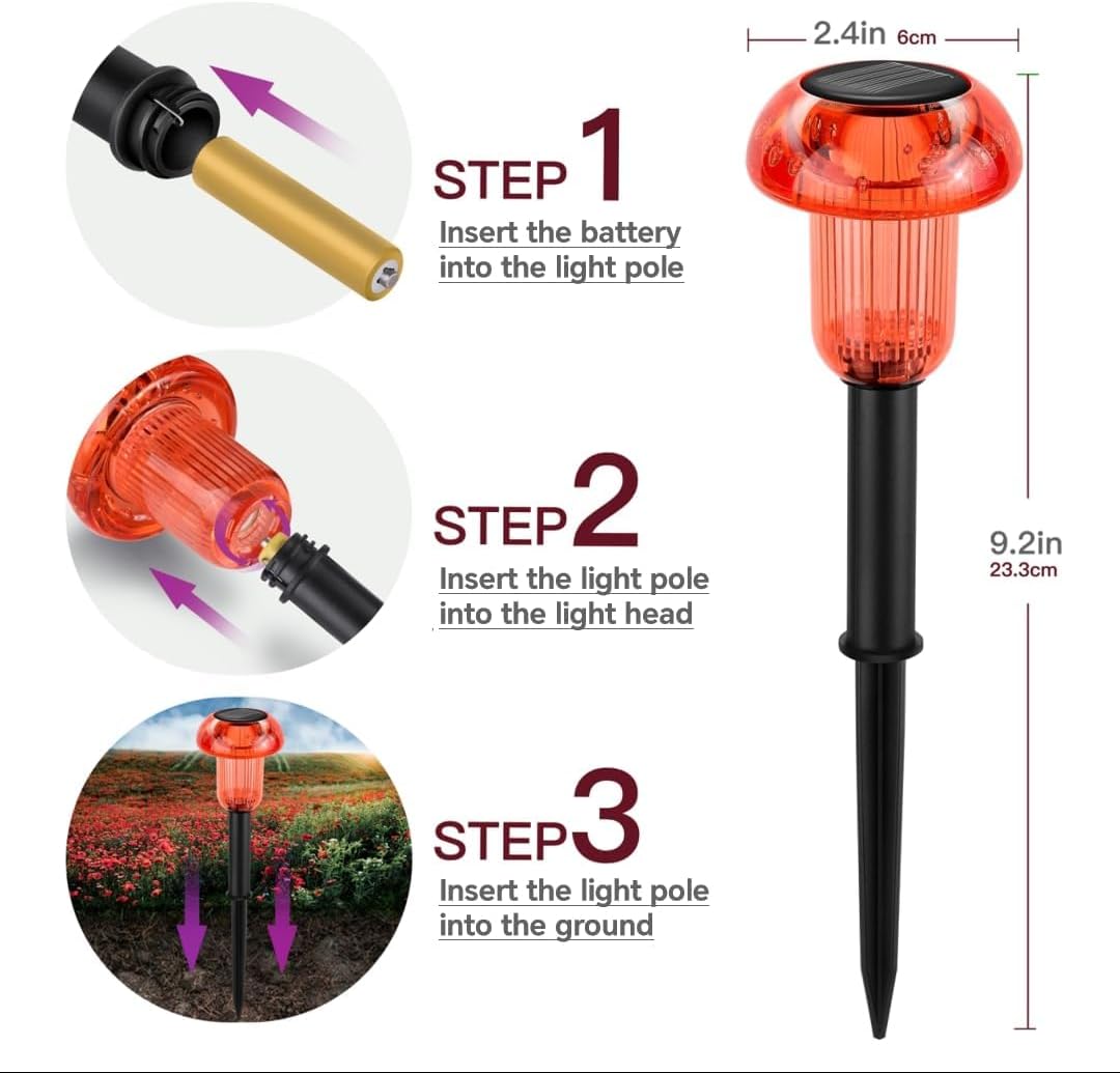 (Multicolor) Mushroom Solar Lights Outdoor Garden 4 Pack Decorative LED Pathway Lights with Mandala Projection for Flower Bed Lawn Decor  Waterproof Solar Garden Lights