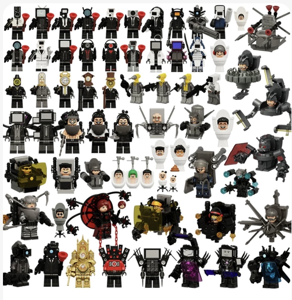 (8 PCS A) Skibidi Toilet Minifigures Toys TV Monitor Man Building Blocks Figures Fit Lego