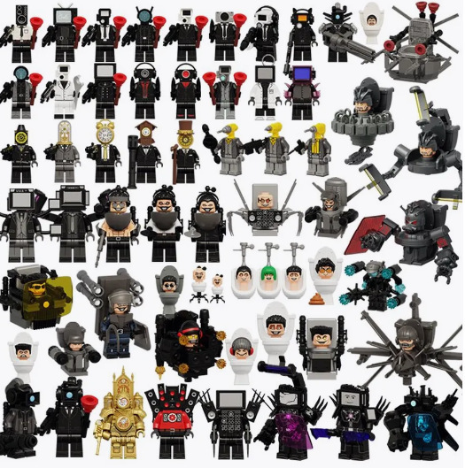 (8 PCS A) Skibidi Toilet Minifigures Toys TV Monitor Man Building Blocks Figures Fit Lego