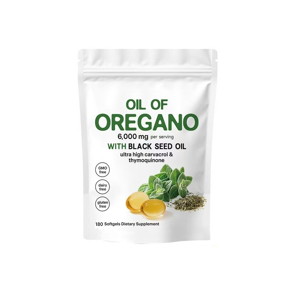 Oregano Oil Softgels, Oil of Oregano with Black Seed Softgels, 180 Count 2 in 1 Formulated with Wild Oregano 6000mg & Black Seed