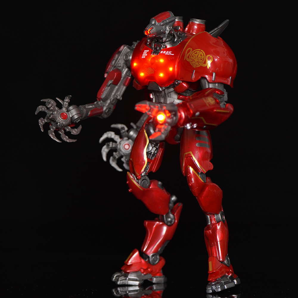 Pacific Rim Chinese Mecha Storm Crimson Electroplated Luminous Deluxe Articulated Action Figure Model Toy Ornament For Collection Display Gift