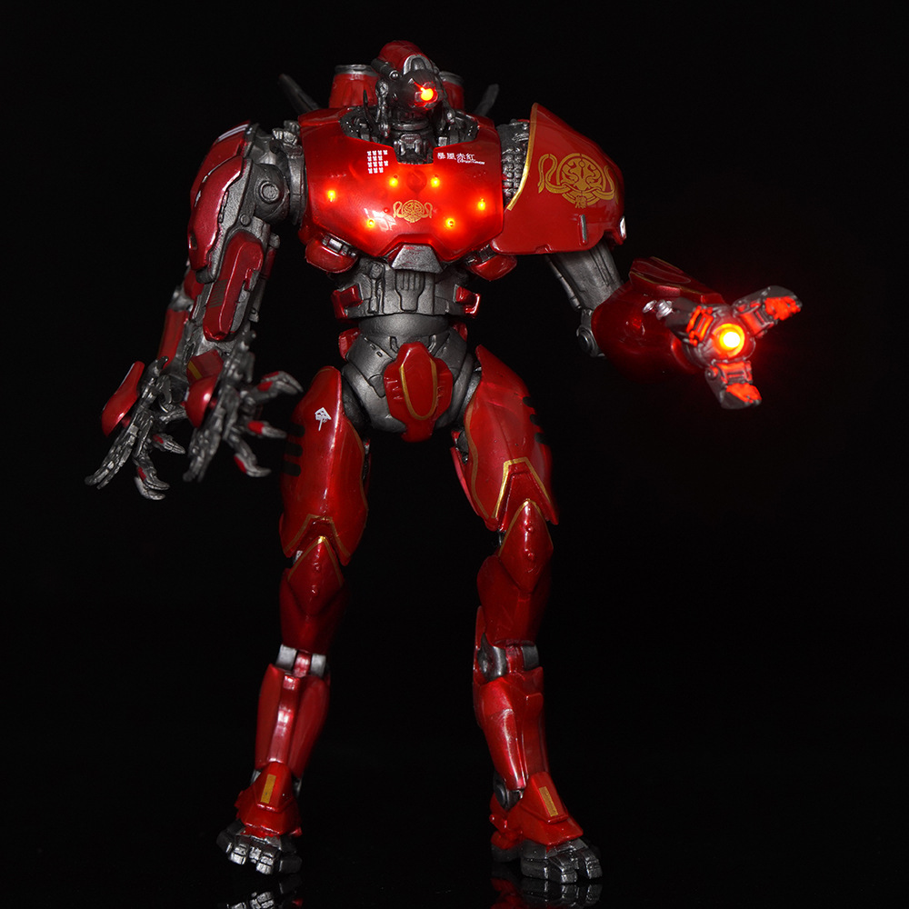 Pacific Rim Chinese Mecha Storm Crimson Electroplated Luminous Deluxe Articulated Action Figure Model Toy Ornament For Collection Display Gift