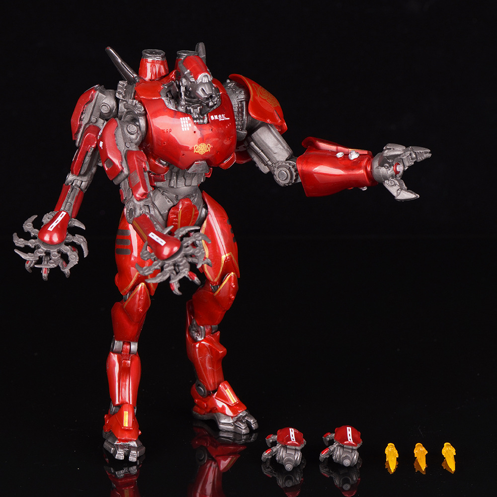 Pacific Rim Chinese Mecha Storm Crimson Electroplated Luminous Deluxe Articulated Action Figure Model Toy Ornament For Collection Display Gift