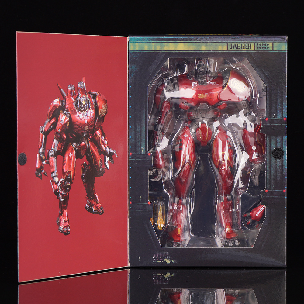 Pacific Rim Chinese Mecha Storm Crimson Electroplated Luminous Deluxe Articulated Action Figure Model Toy Ornament For Collection Display Gift