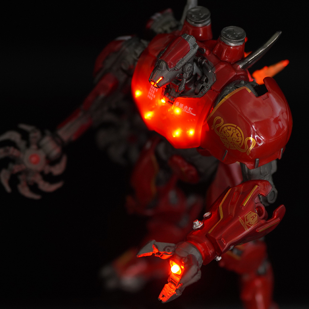 Pacific Rim Chinese Mecha Storm Crimson Electroplated Luminous Deluxe Articulated Action Figure Model Toy Ornament For Collection Display Gift