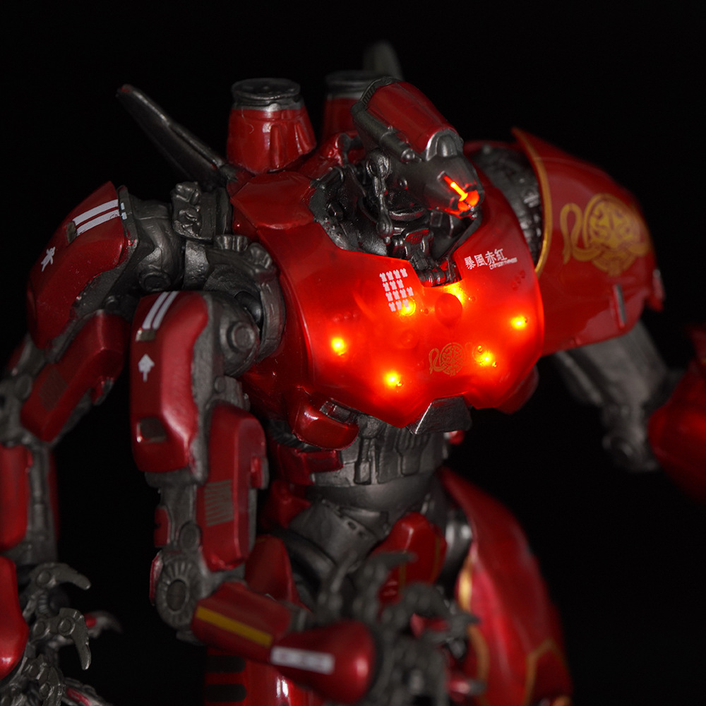 Pacific Rim Chinese Mecha Storm Crimson Electroplated Luminous Deluxe Articulated Action Figure Model Toy Ornament For Collection Display Gift
