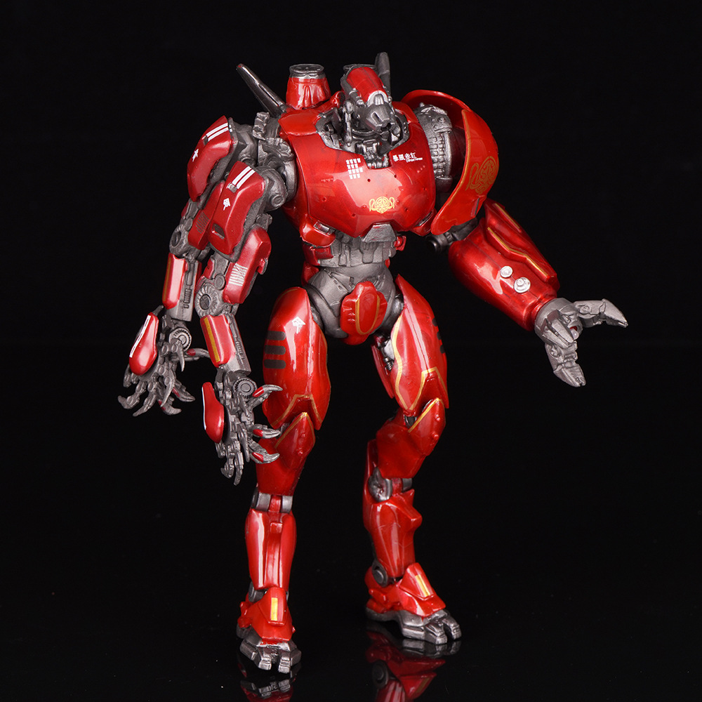 Pacific Rim Chinese Mecha Storm Crimson Electroplated Luminous Deluxe Articulated Action Figure Model Toy Ornament For Collection Display Gift