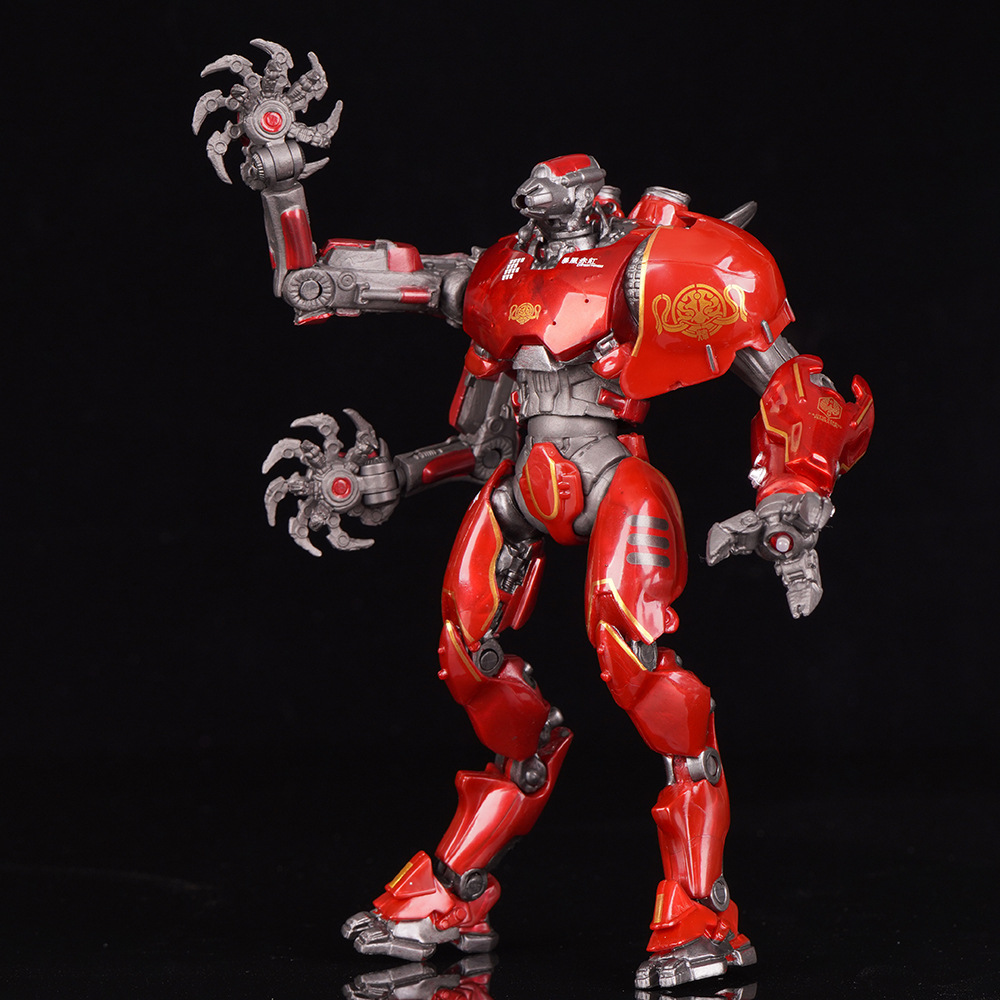 Pacific Rim Chinese Mecha Storm Crimson Electroplated Luminous Deluxe Articulated Action Figure Model Toy Ornament For Collection Display Gift
