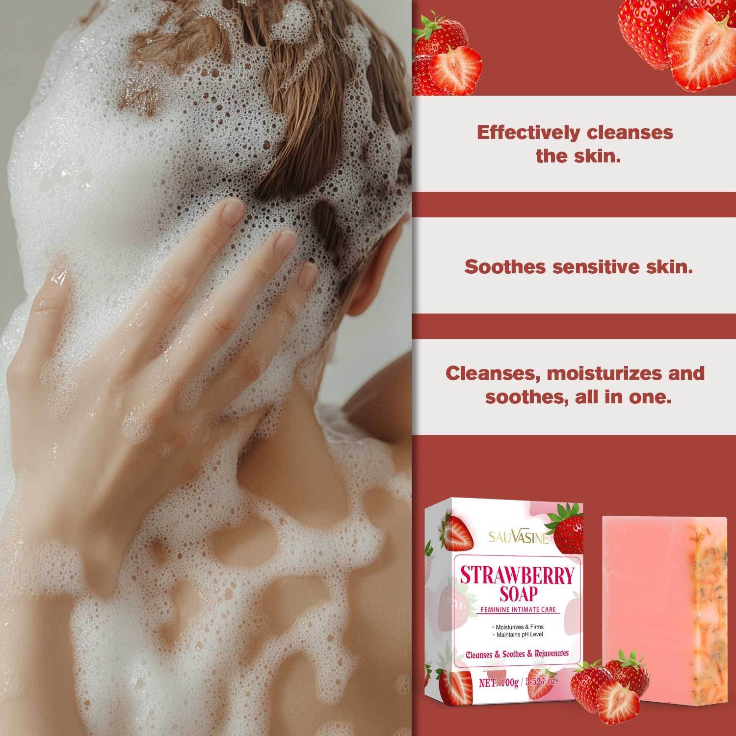 Strawberry Soap Gentle Cleansing Moisturising Body Bar for Daily Skin Care Natural