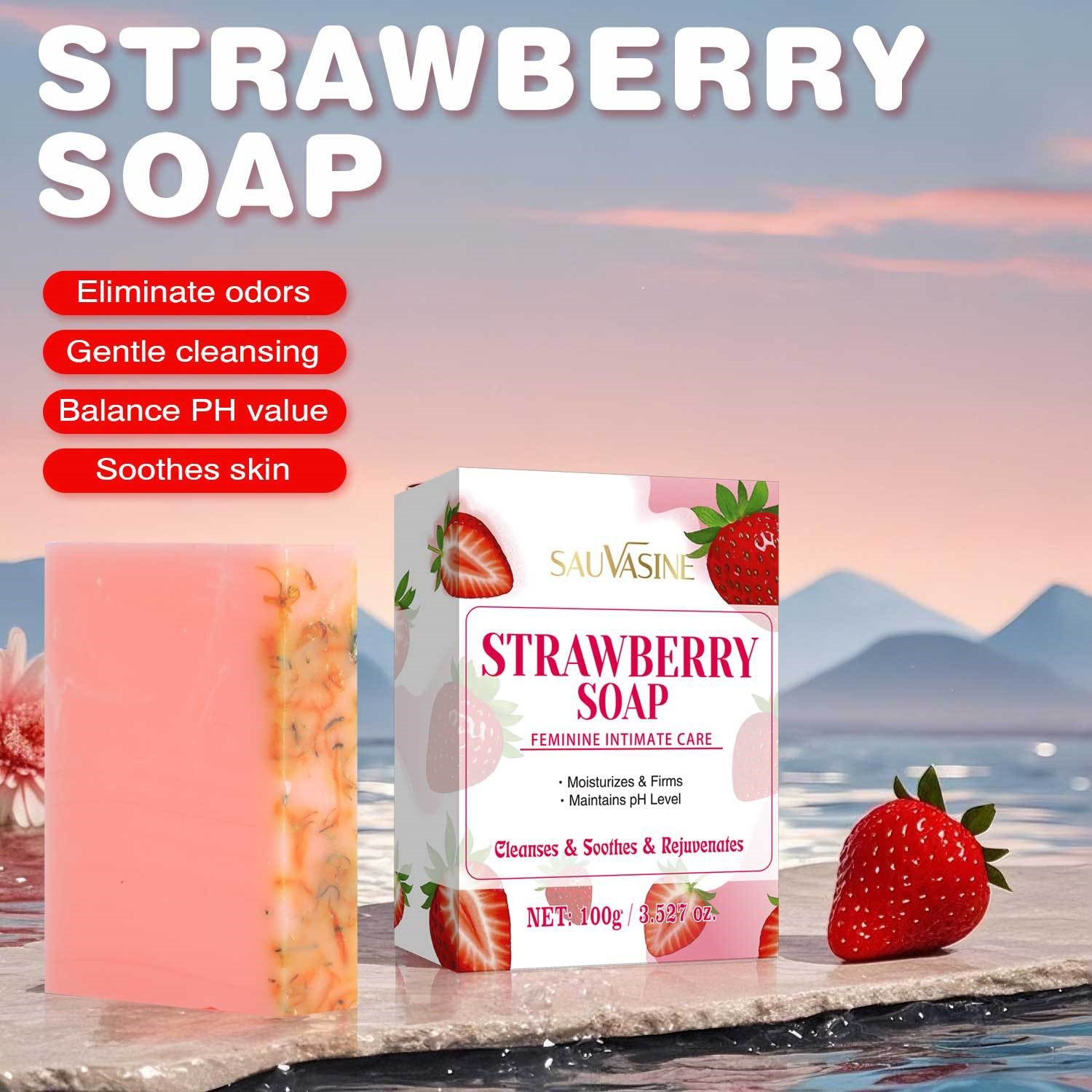 Strawberry Soap Gentle Cleansing Moisturising Body Bar for Daily Skin Care Natural