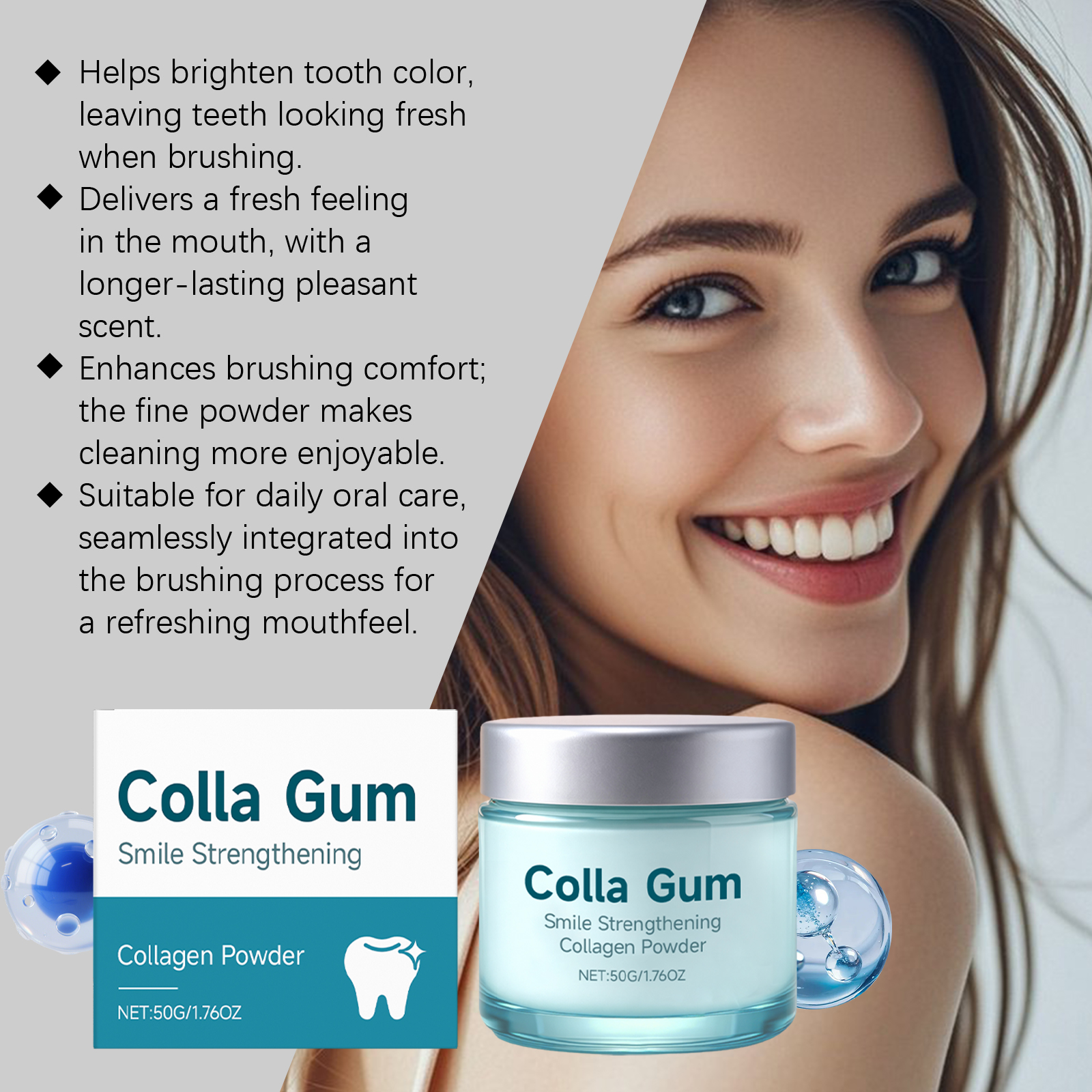 Collagen Dental Powder Mild Clean Protect Tooth Surface Stain Fresh Smile Daily Oral Care Dust