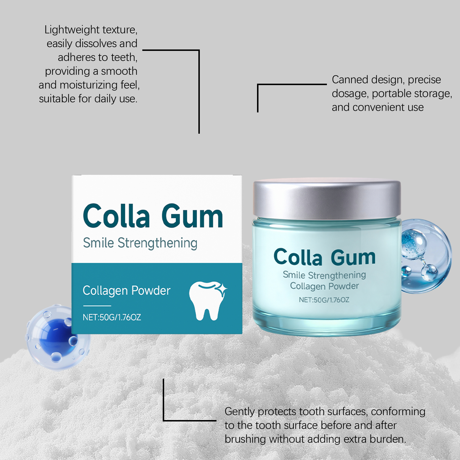 Collagen Dental Powder Mild Clean Protect Tooth Surface Stain Fresh Smile Daily Oral Care Dust