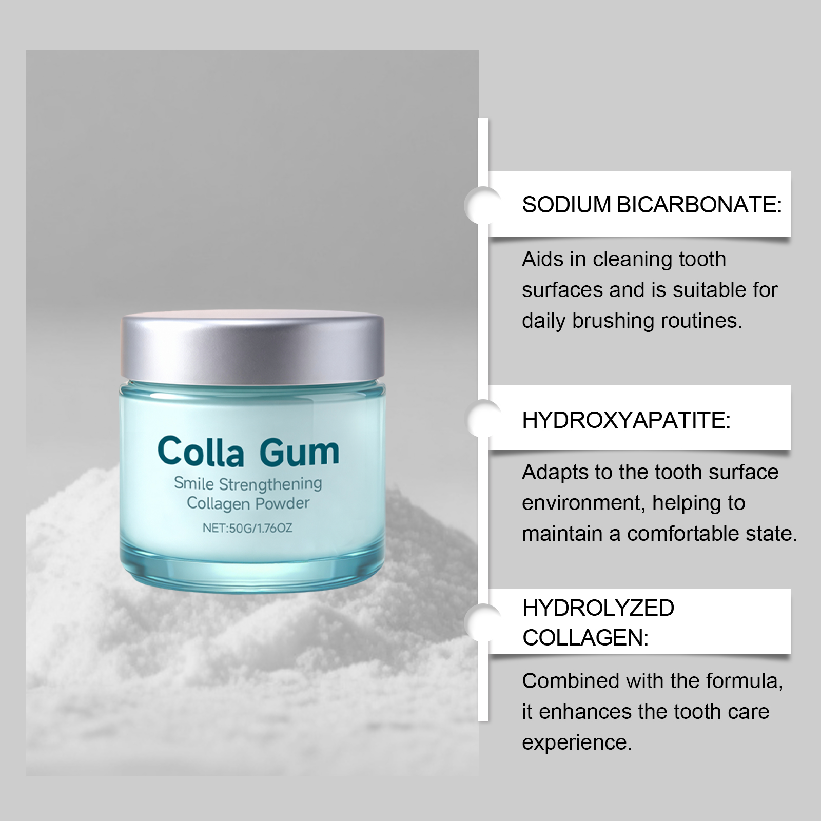 Collagen Dental Powder Mild Clean Protect Tooth Surface Stain Fresh Smile Daily Oral Care Dust