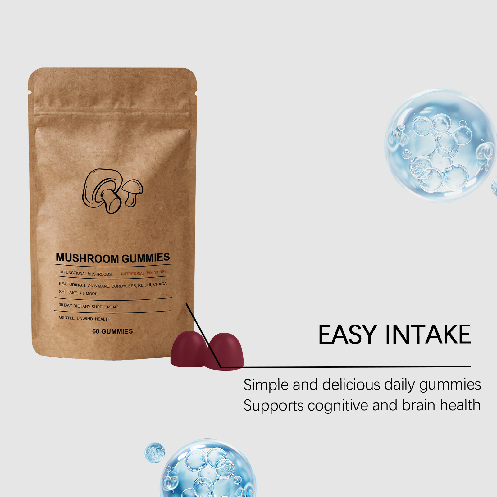 Mushroom Gut Health Gummy Daily Mildly Protect Body Wellness Help Create Nice Body Figure For Daily Consumption