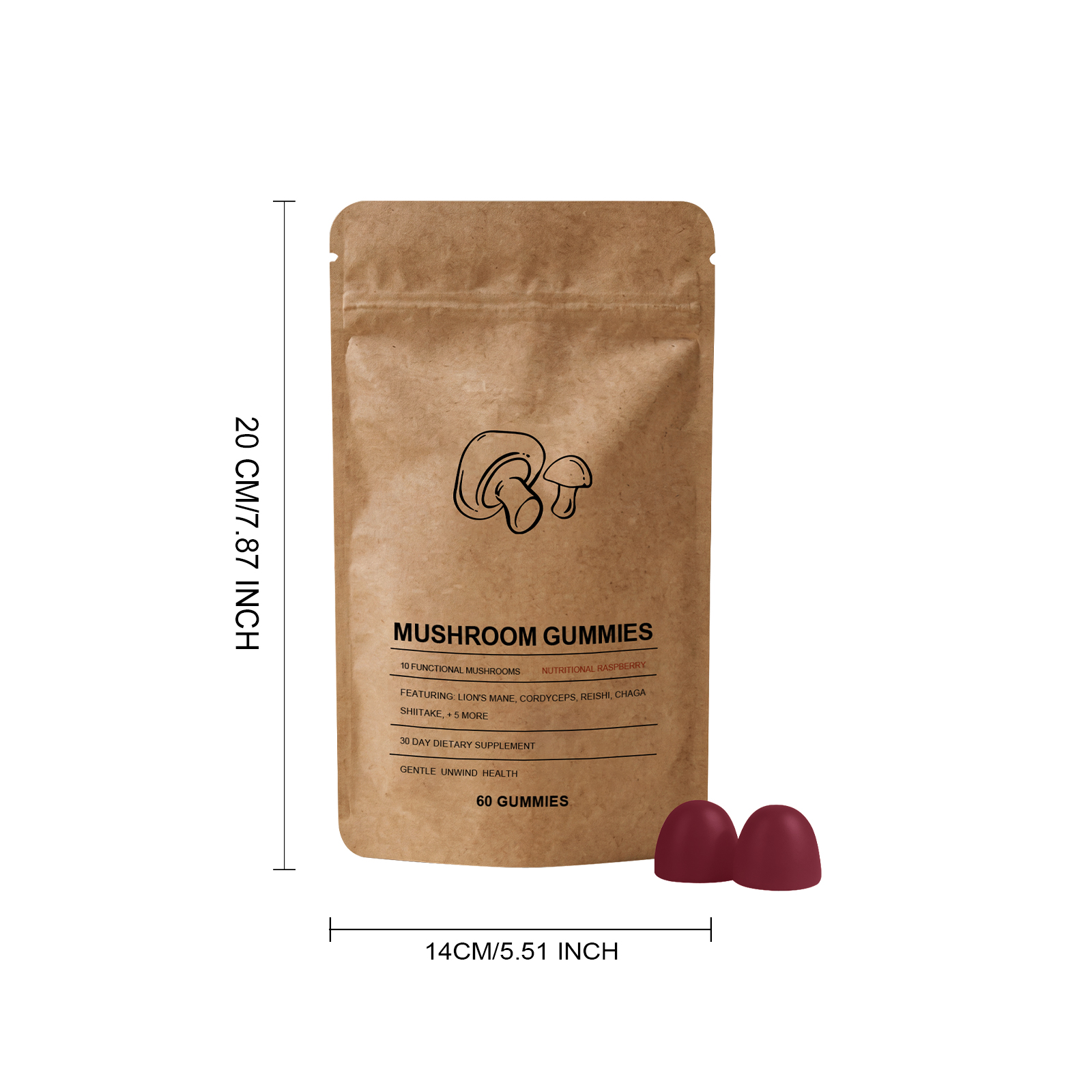 Mushroom Gut Health Gummy Daily Mildly Protect Body Wellness Help Create Nice Body Figure For Daily Consumption