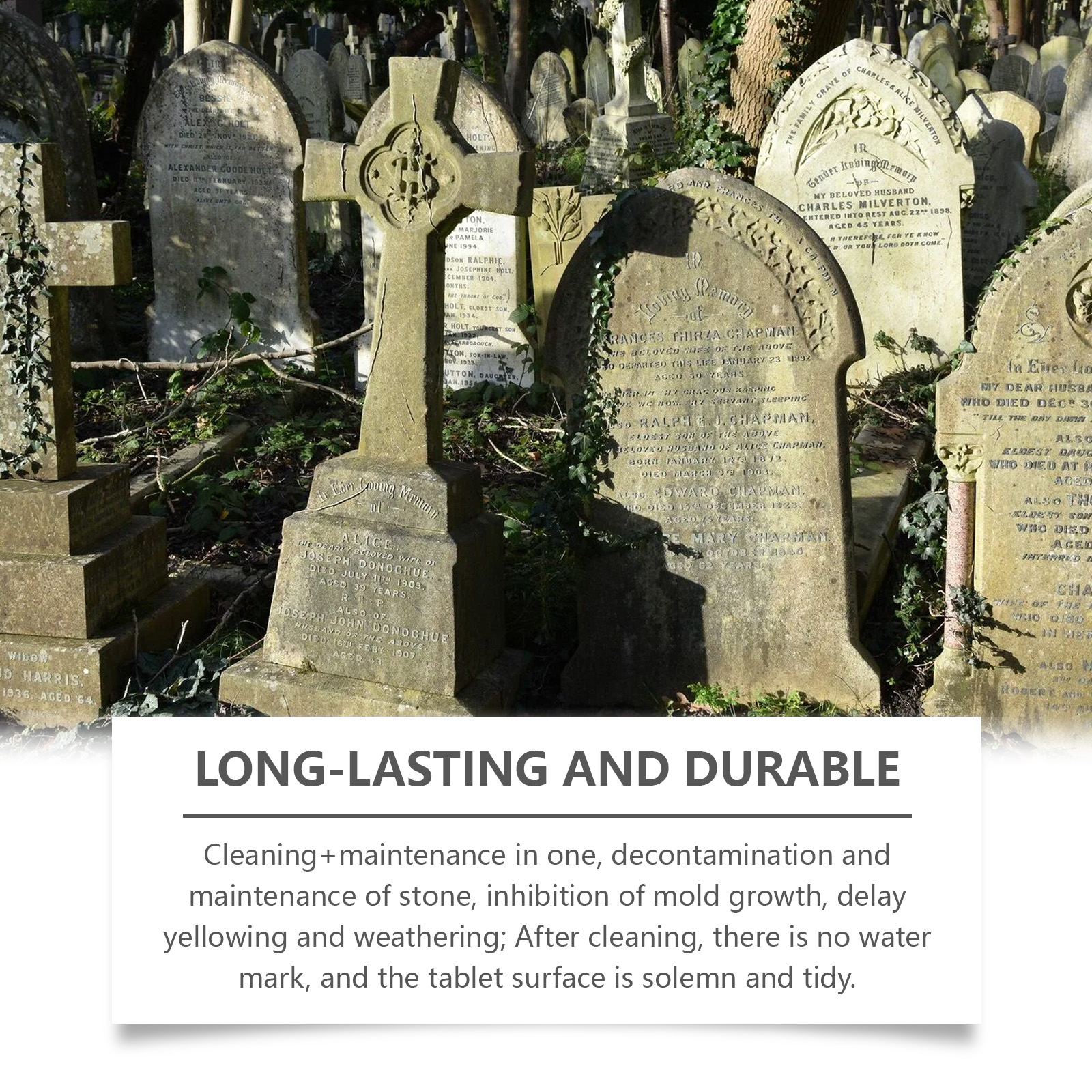 Tombstone Cleaning Spray Mild Formula Gentle Clean Renew Bright Convenient Maintain Stone Surface Stains Dirt Care