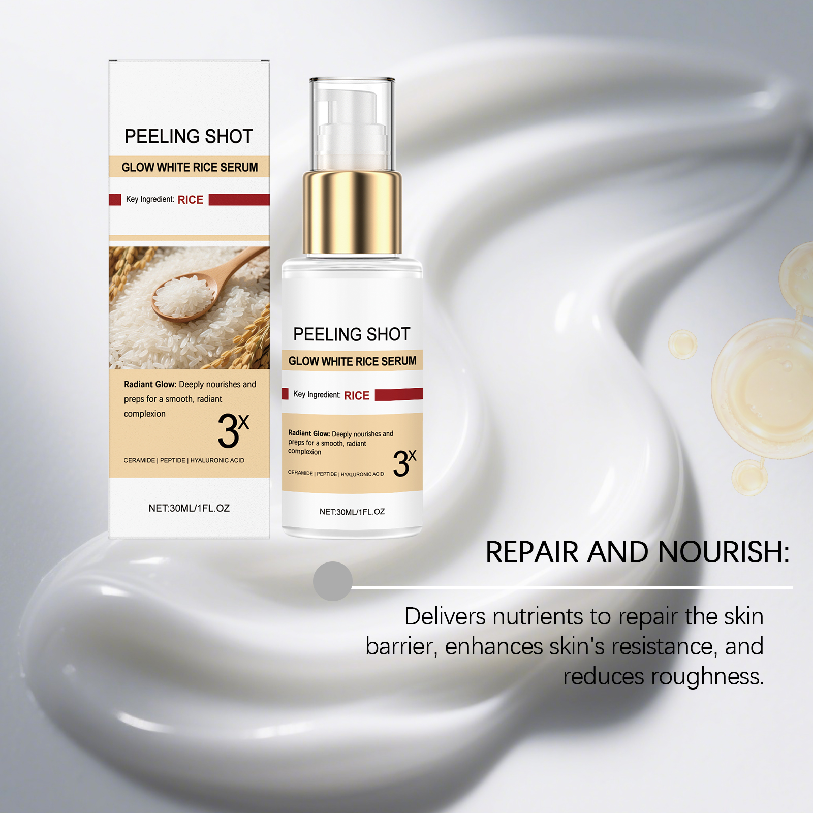 Moisturizing Nourishing Essence Liquid Hydrating Bright Mild Daily Nourish Facial Skin Care Serum Deep Soft Healthy Gentle Smooth