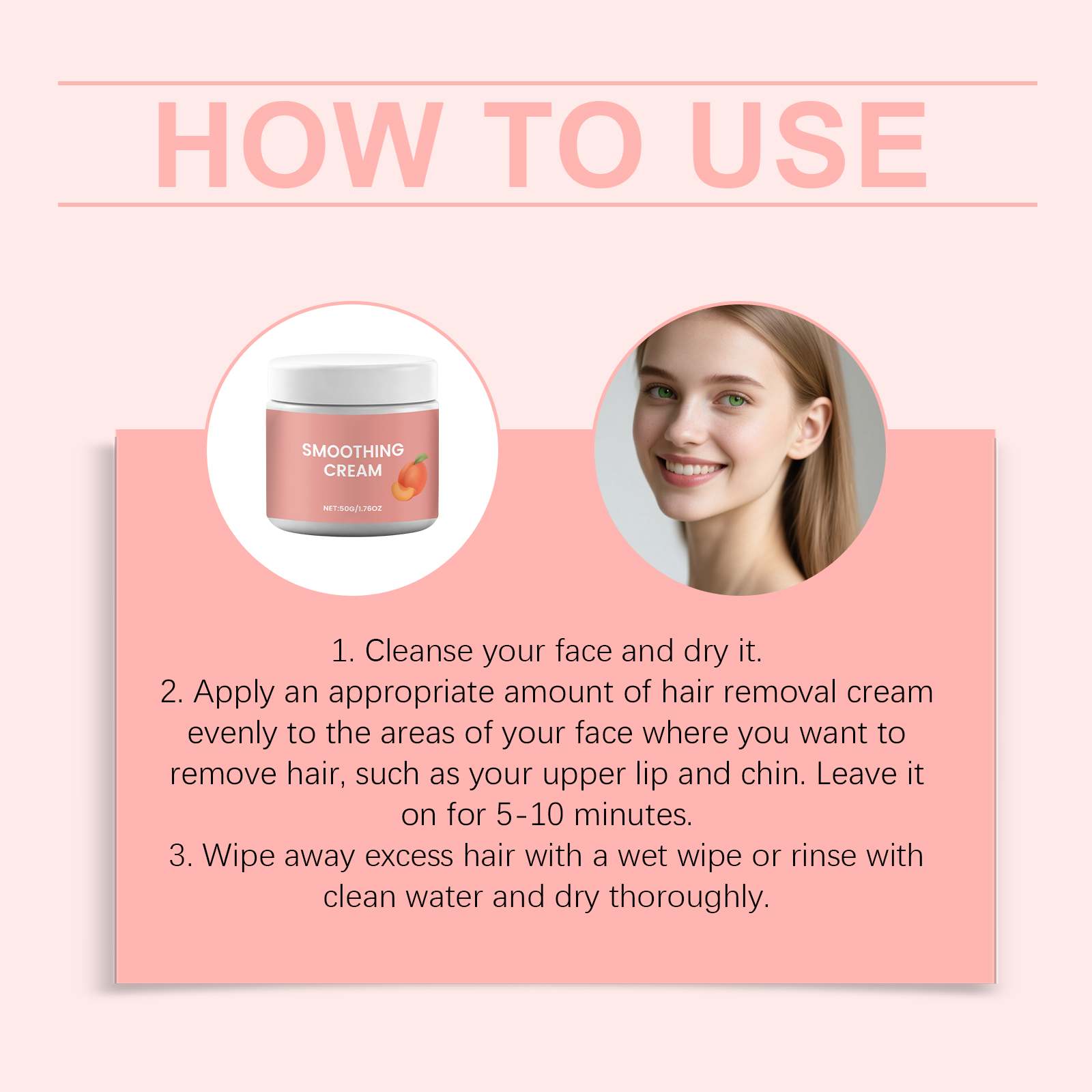 Peach Hair Removal Cream Mild Cleansing Delicate Smooth Comfortable Skin Care For Face Lip Surrounding Fine Fuzz