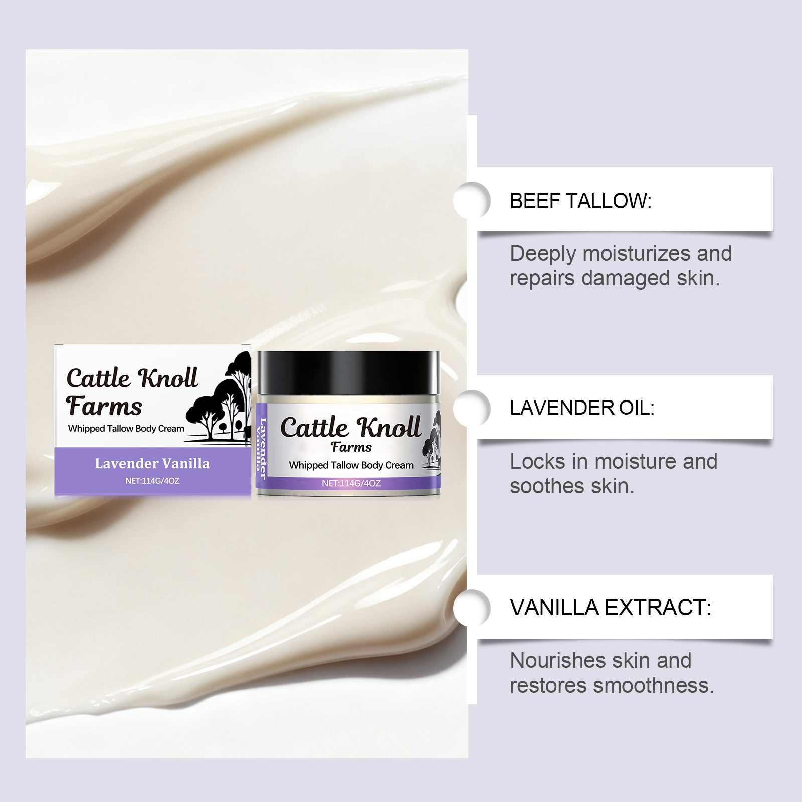 Tallow Skin Cream Mild Daily Nourishing Lock Water Moisturize Smooth Delicate Dry Skin Body Care Lotion