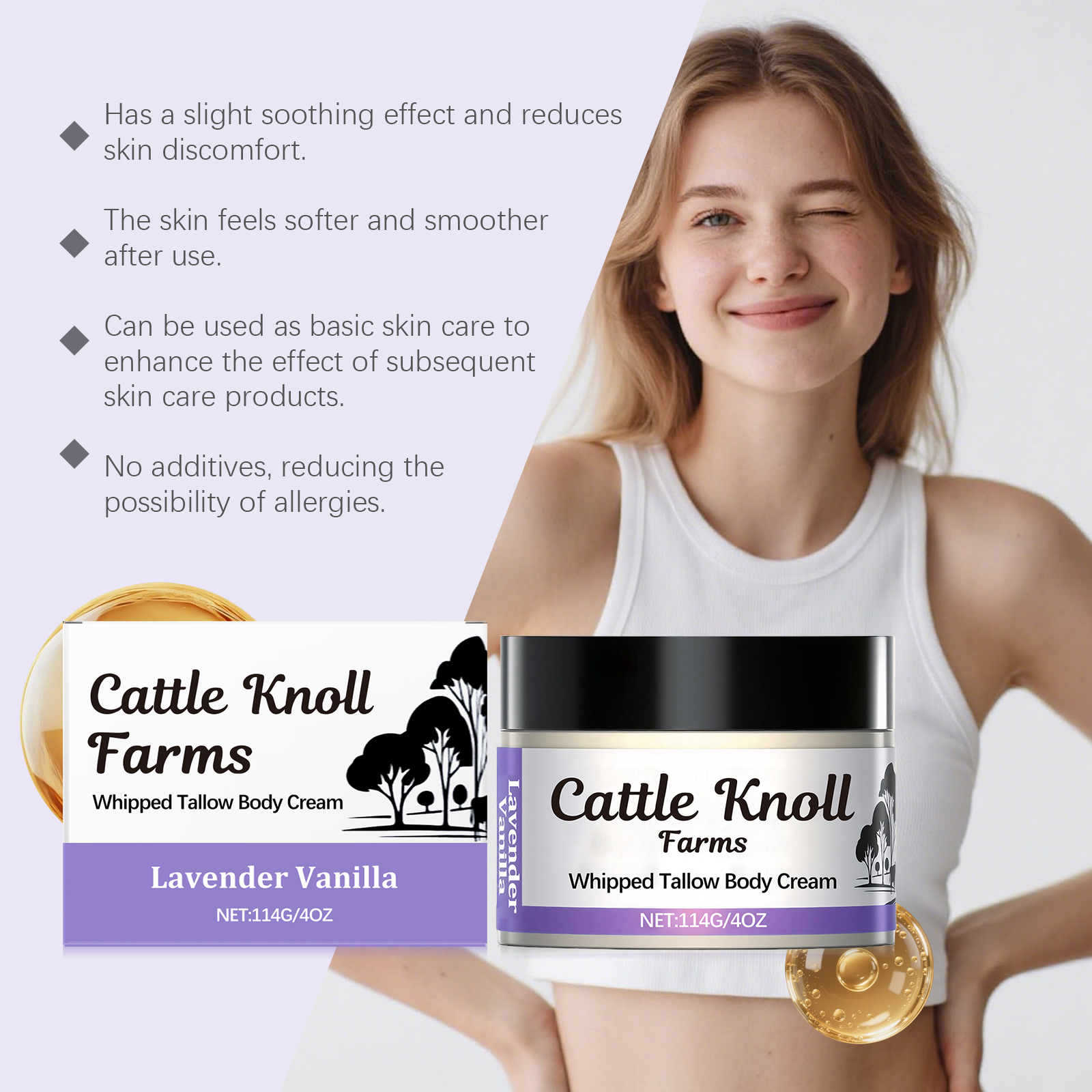Tallow Skin Cream Mild Daily Nourishing Lock Water Moisturize Smooth Delicate Dry Skin Body Care Lotion