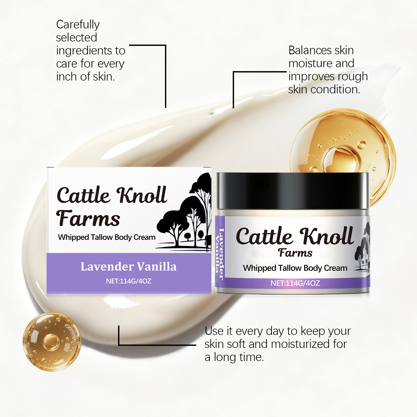 Tallow Skin Cream Mild Daily Nourishing Lock Water Moisturize Smooth Delicate Dry Skin Body Care Lotion