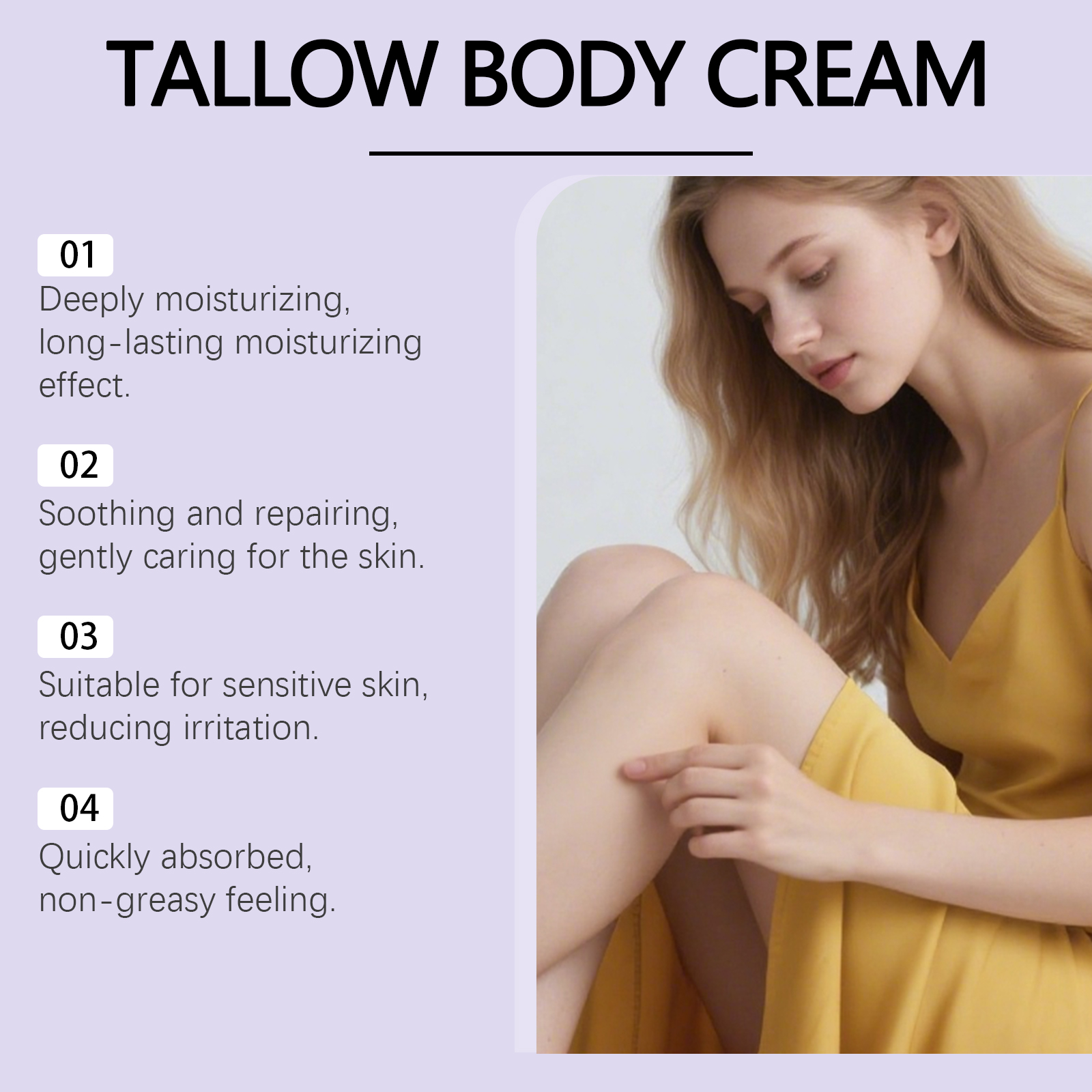 Tallow Skin Cream Mild Daily Nourishing Lock Water Moisturize Smooth Delicate Dry Skin Body Care Lotion