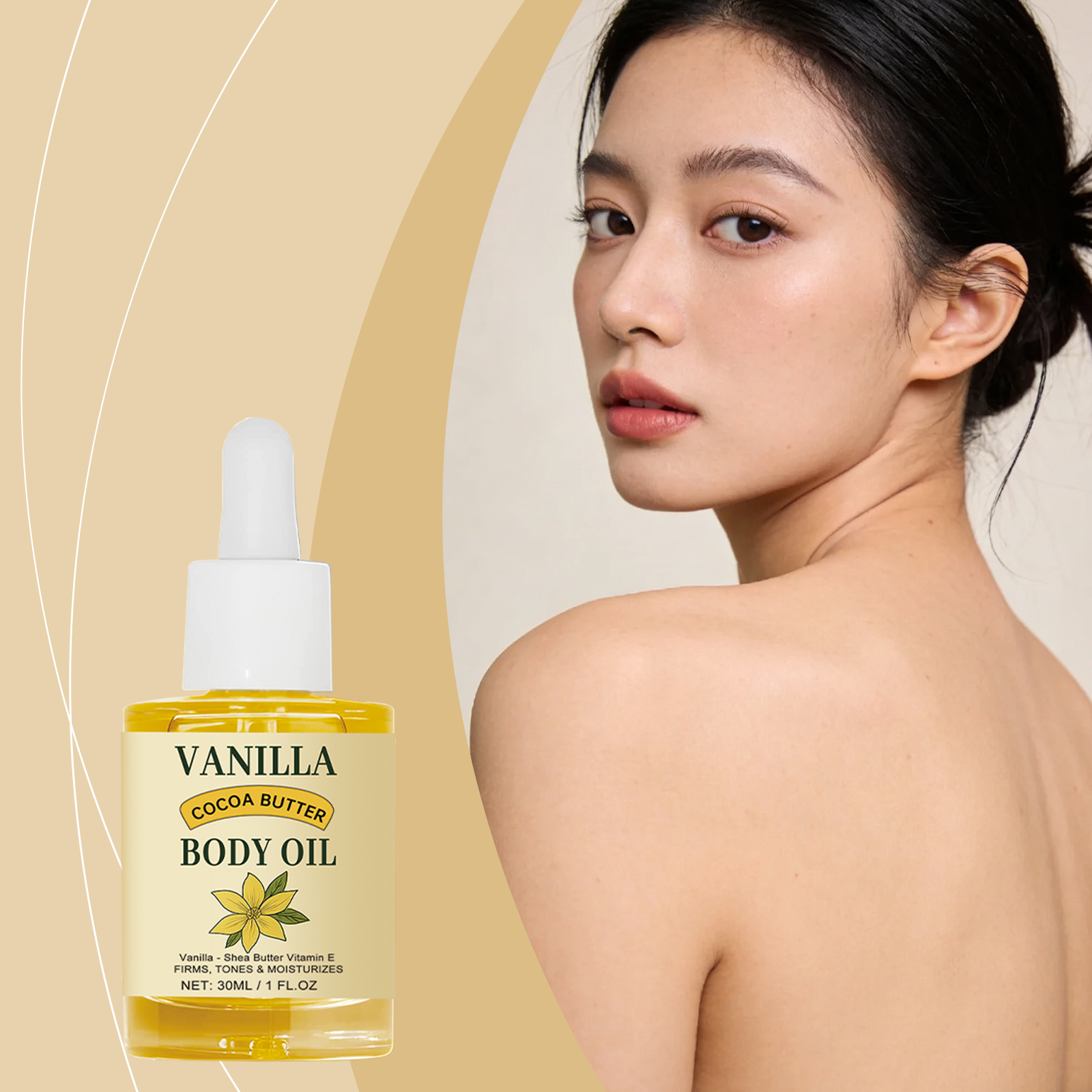 Vanilla Cocoa Body Oil Refreshing Hydrating Soft Nourishing Mild Moisturizing Skincare For Whole Skin Care Protection