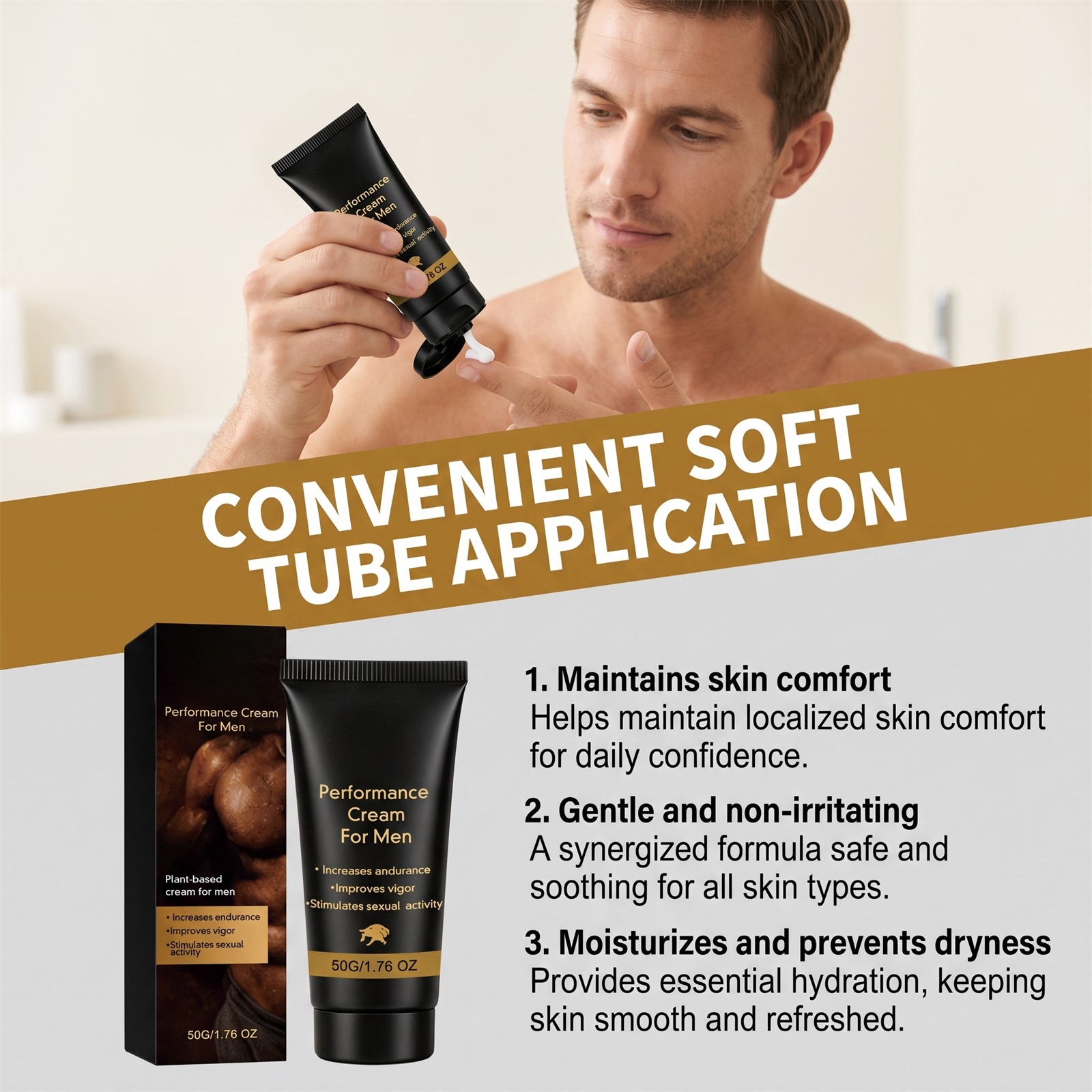 Men Body Care Cream Mild Ingredients Moisturizing Tender Light Texture Daily Male Body Smear Treatment