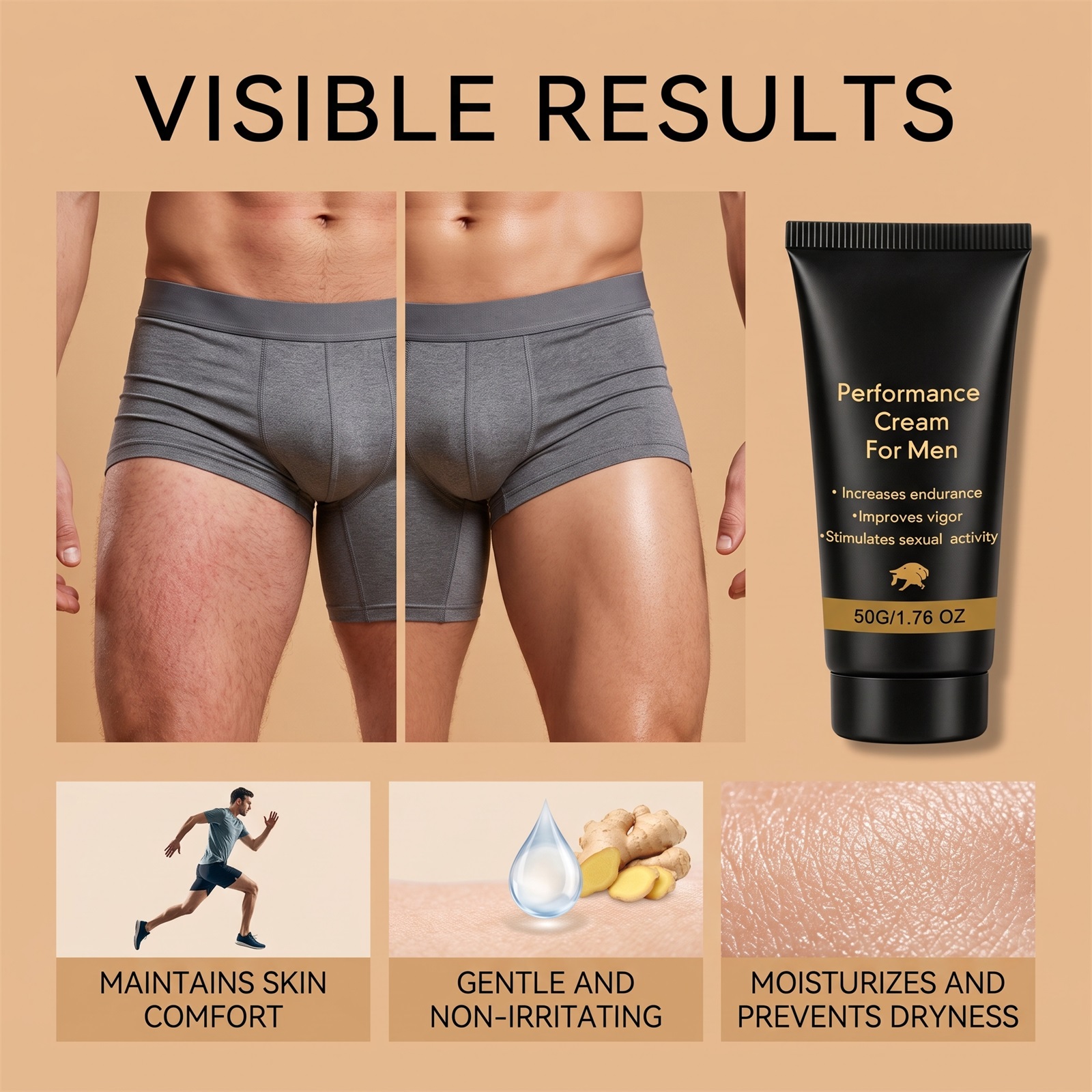 Men Body Care Cream Mild Ingredients Moisturizing Tender Light Texture Daily Male Body Smear Treatment
