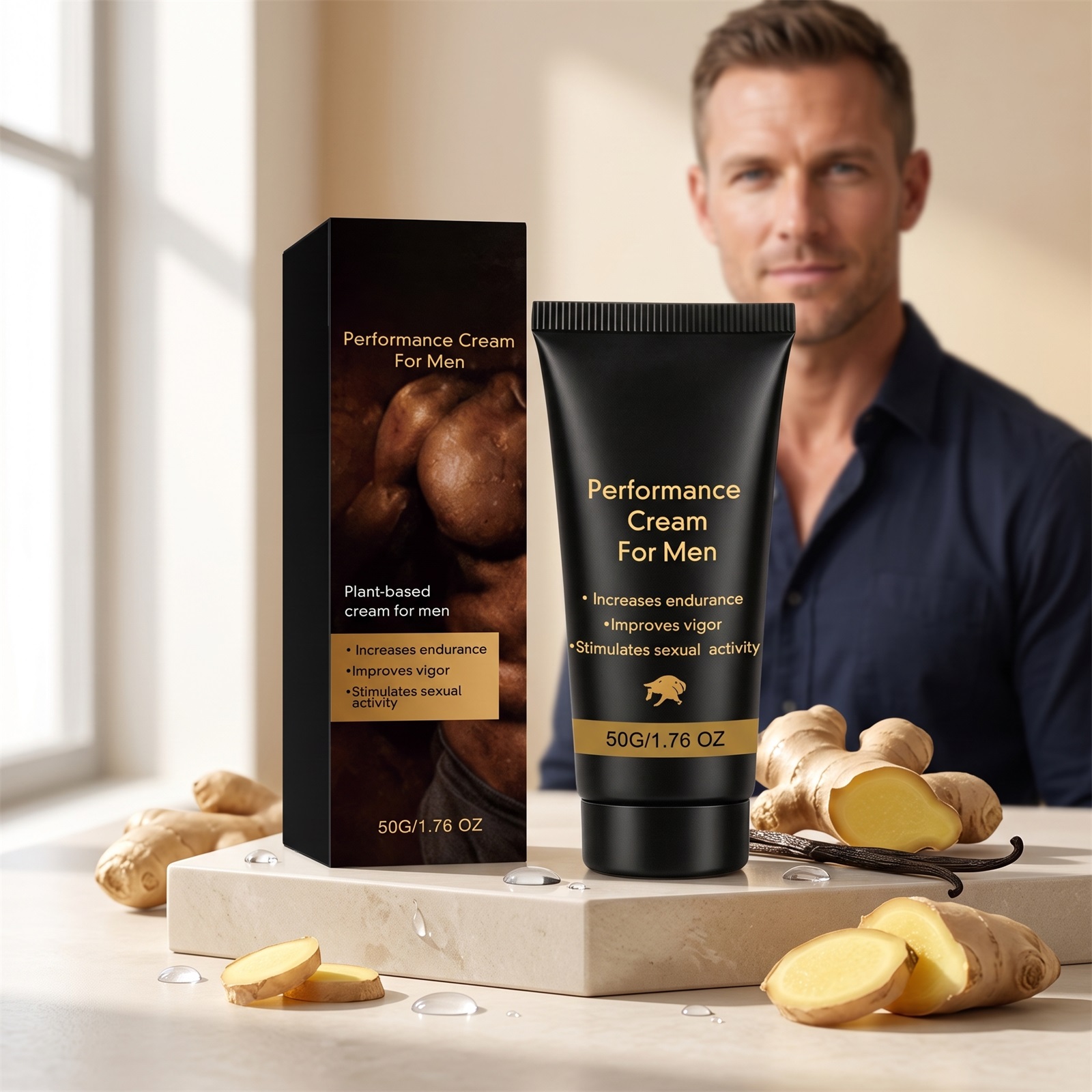 Men Body Care Cream Mild Ingredients Moisturizing Tender Light Texture Daily Male Body Smear Treatment
