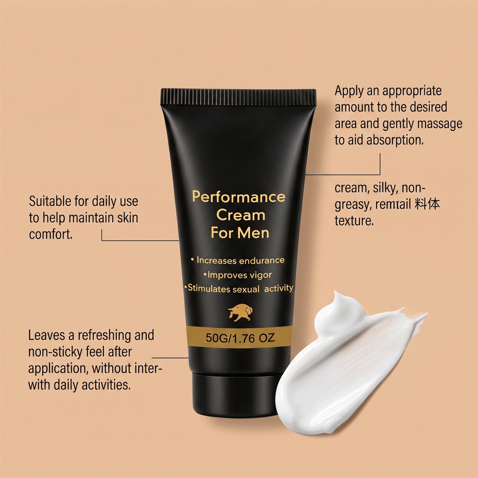 Men Body Care Cream Mild Ingredients Moisturizing Tender Light Texture Daily Male Body Smear Treatment