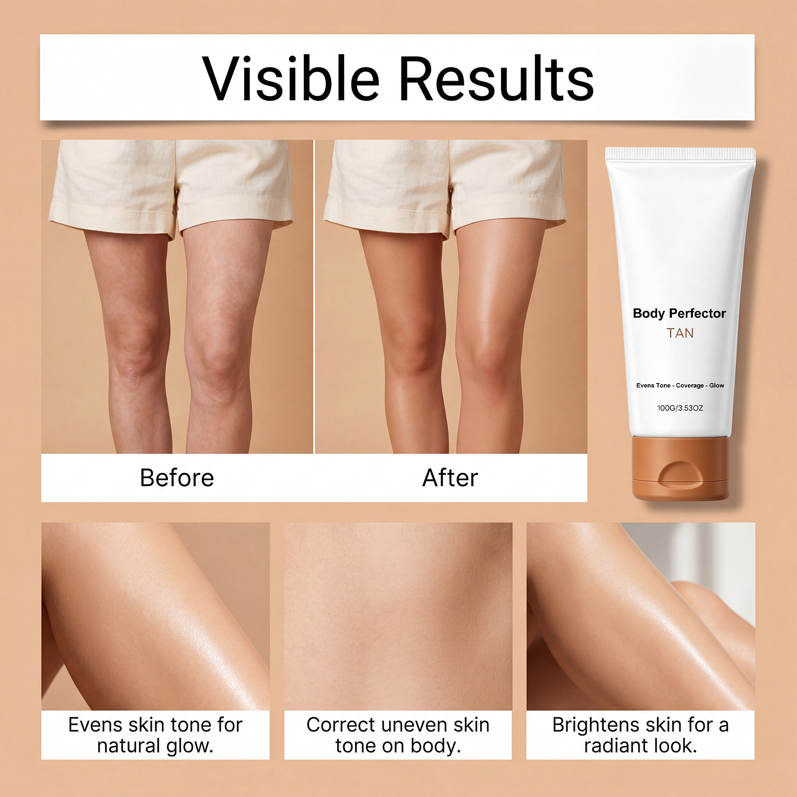 Wheat Shade Concealing Body Lotion Cover Body Blemishes Even Skin Tone Create Natural Wheat Complexion
