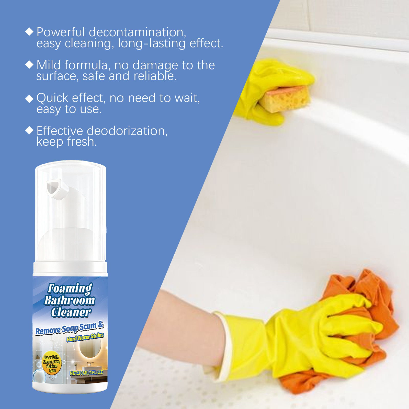 Bathroom Cleaner Household Multi Surface Daily Maintenance Scale Stain Remover Bathtub Tile Care