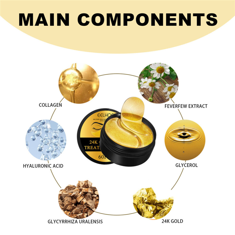 24K Gold Eye Mask To Reduce Eye Bags Firm Moisturize