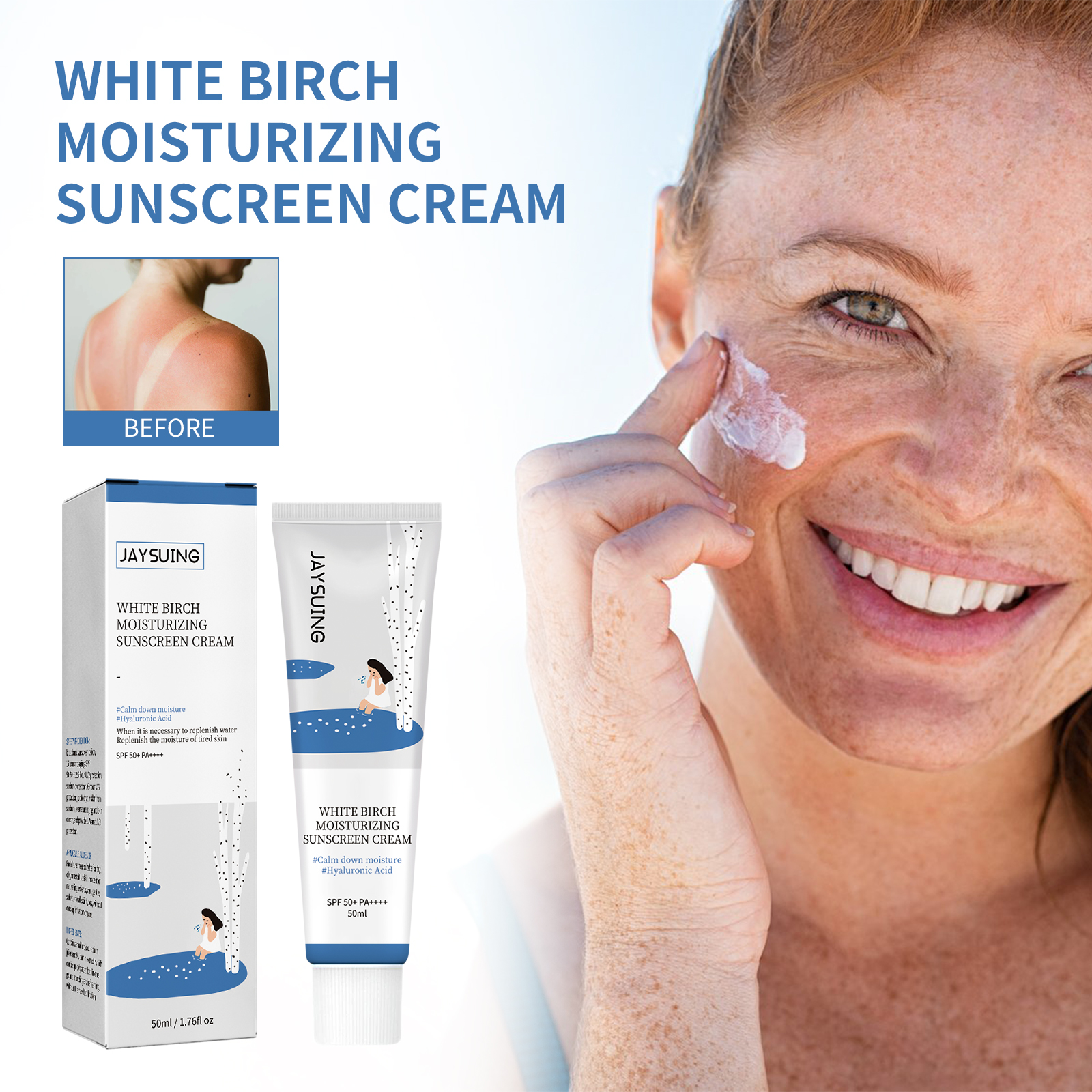 Protective Oil Control Cream UV Defense Moisturizing Refreshing Non Greasy For Daily Outdoor Face Care 50ml