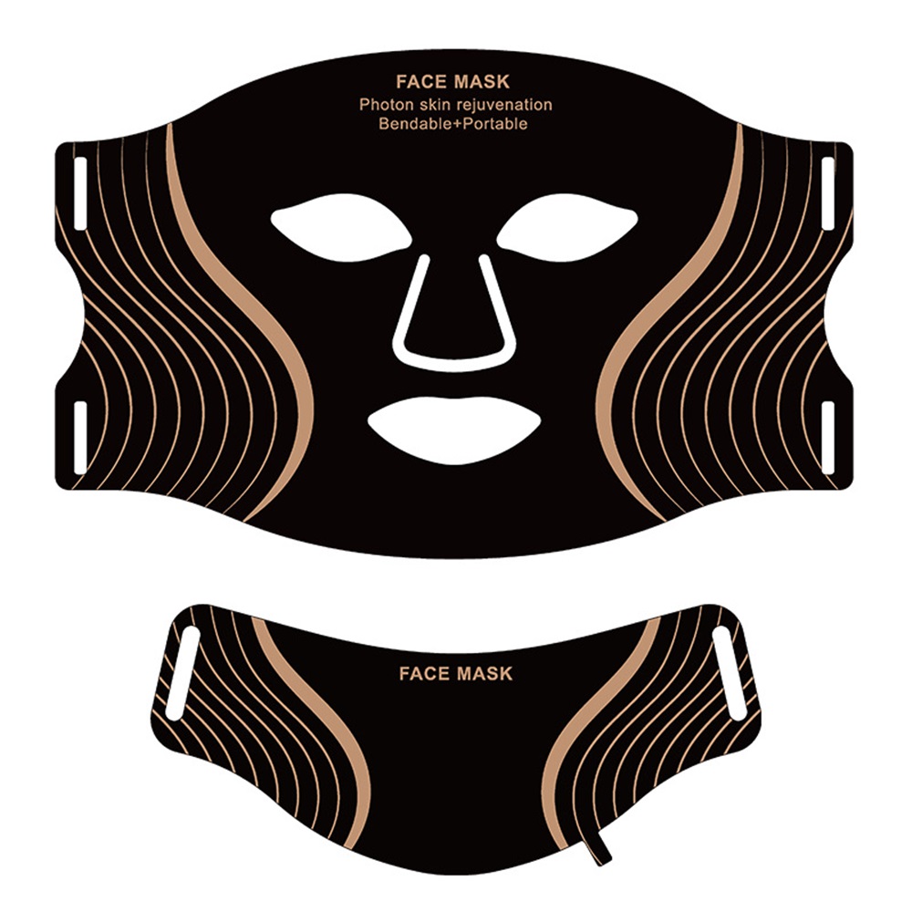 (Light Therapy Face Mask With Neck) Silicone LED Face Mask 7 Colors Portable Photon Red Light Therapy Facial Mask for Anti-Aging Wrinkles Skin Rejuvenation Repair Skin Home Use Beauty Device