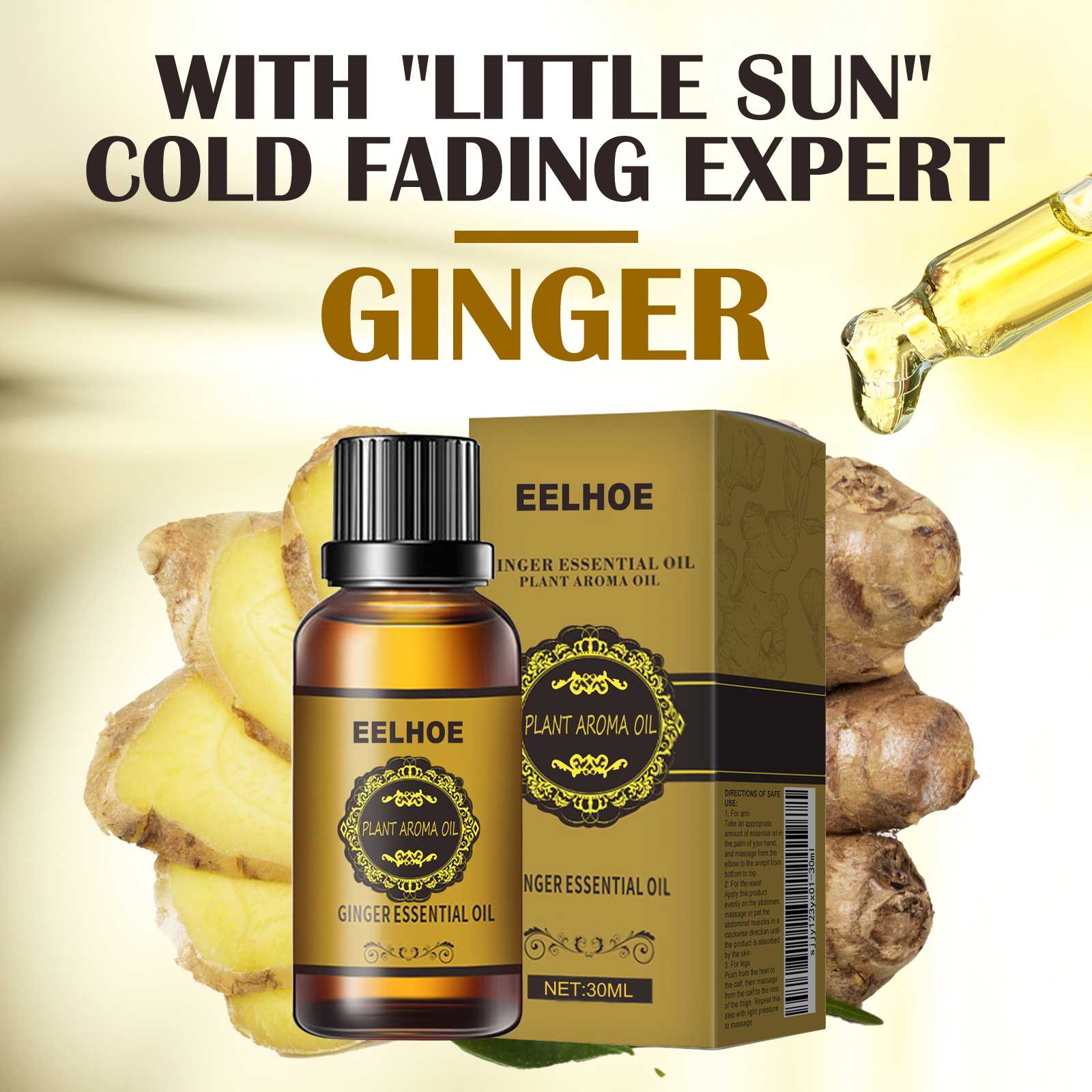 Ginger Essential Oil Body Massage Moisturizing Nourishing For Belly Waist Daily Skin Care 10ml