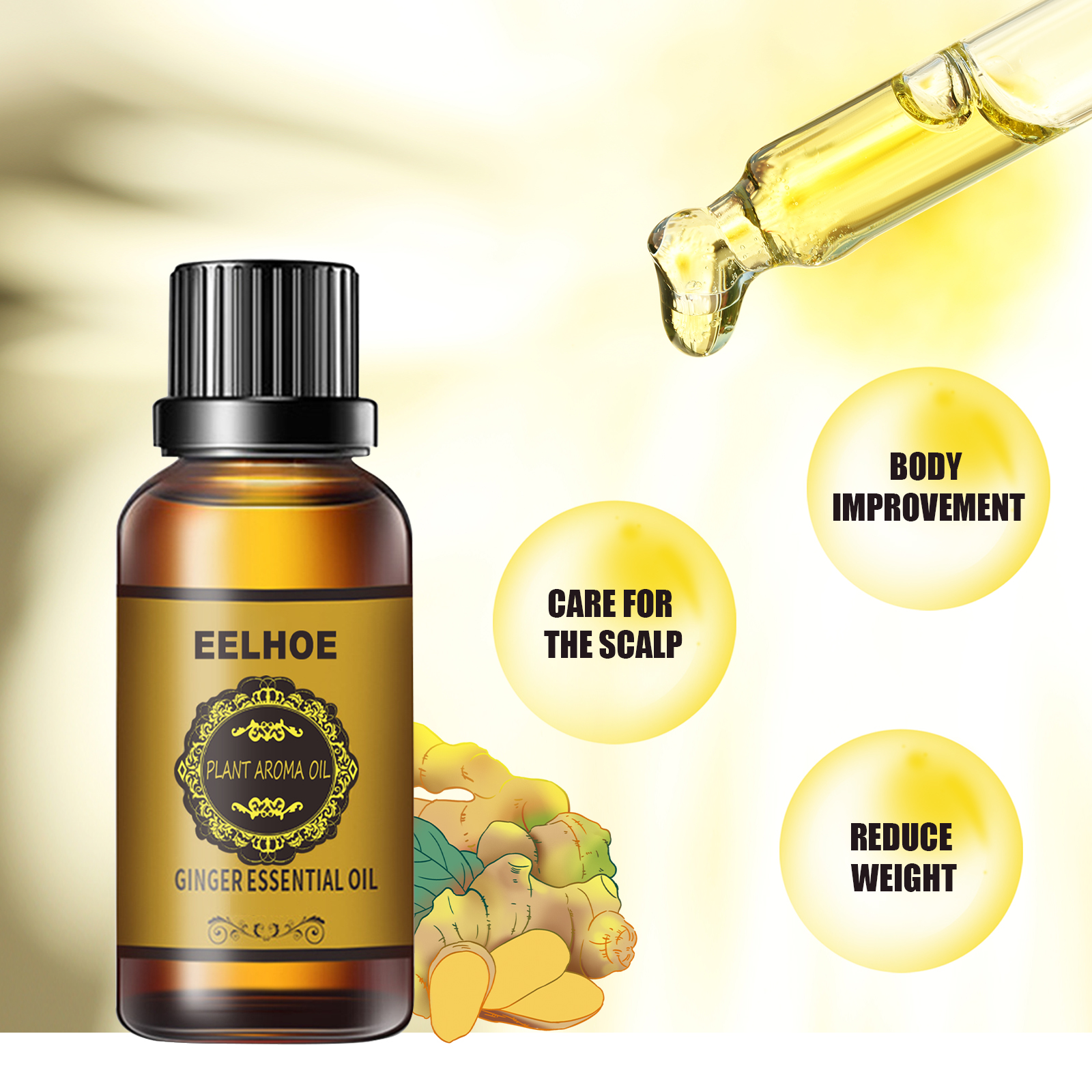 Ginger Essential Oil Body Massage Moisturizing Nourishing For Belly Waist Daily Skin Care 10ml