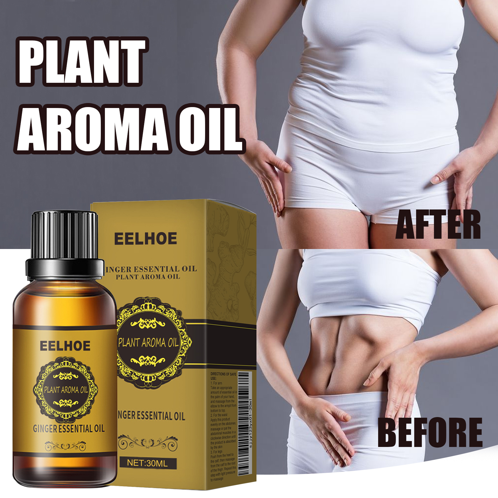 Ginger Essential Oil Body Massage Moisturizing Nourishing For Belly Waist Daily Skin Care 10ml