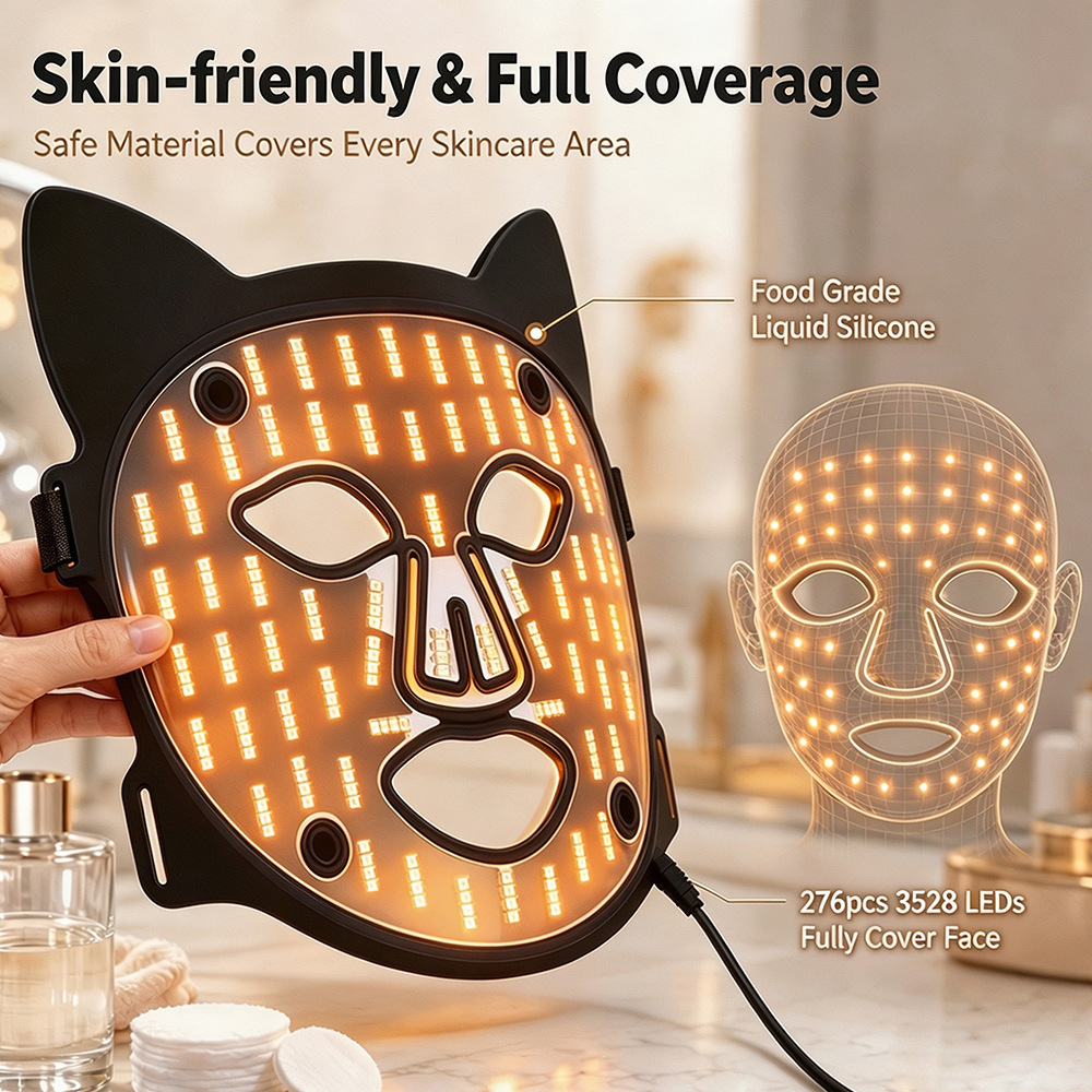 4 Colors LED Photon Face Mask Facial Beauty Mask LED Light Therapy Beauty Device Rejuvenation Brighten Skin Care Wireless Use